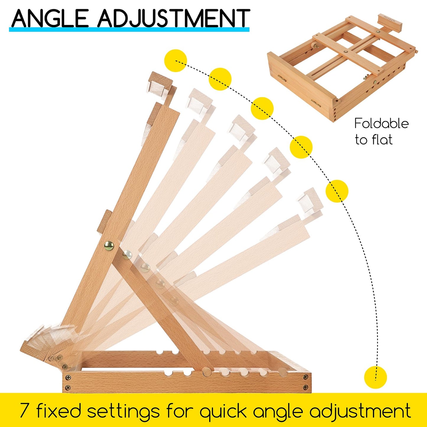 MEEDEN Heavy-Duty Tabletop Studio H-Frame Wooden Easel- Solid Beech Wood Adjustable Artists Desktop Wood Easel Table for Artist, Beginners & Teens- Holds Canvas Art up to 23" High