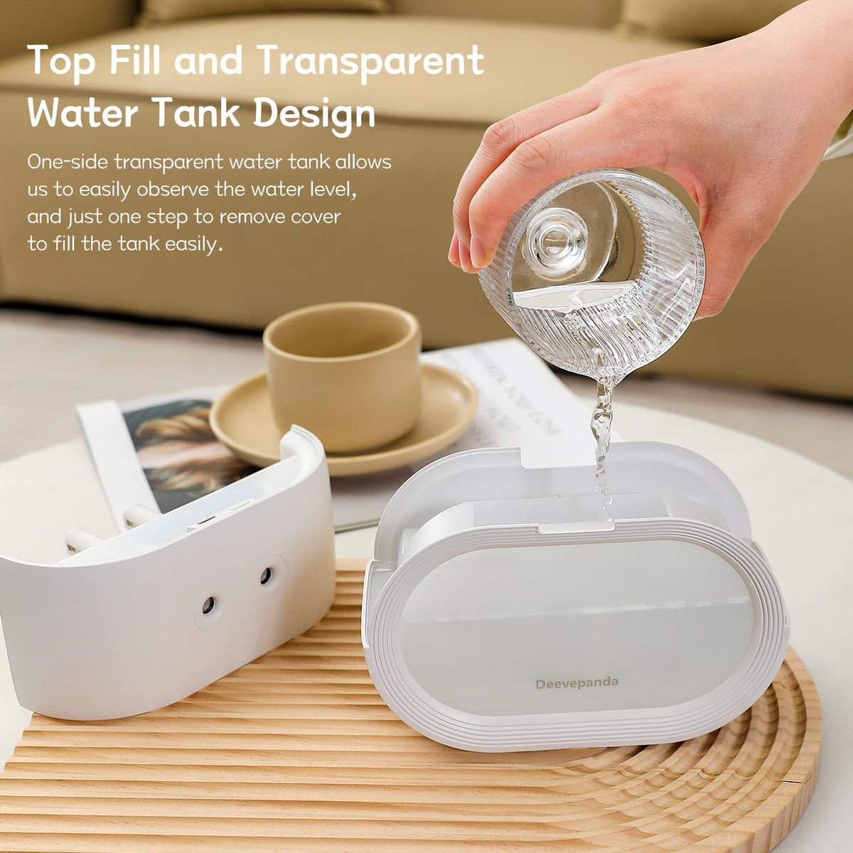 Deevepanda Small Dual Cool Mist Humidifier for Bedroom, 500ml Mini Plant Humidifier Indoor, Rechargeable Battery Powered Portable Desk Baby Humidifier for Kids Room Home Baby Nursery, Office, White