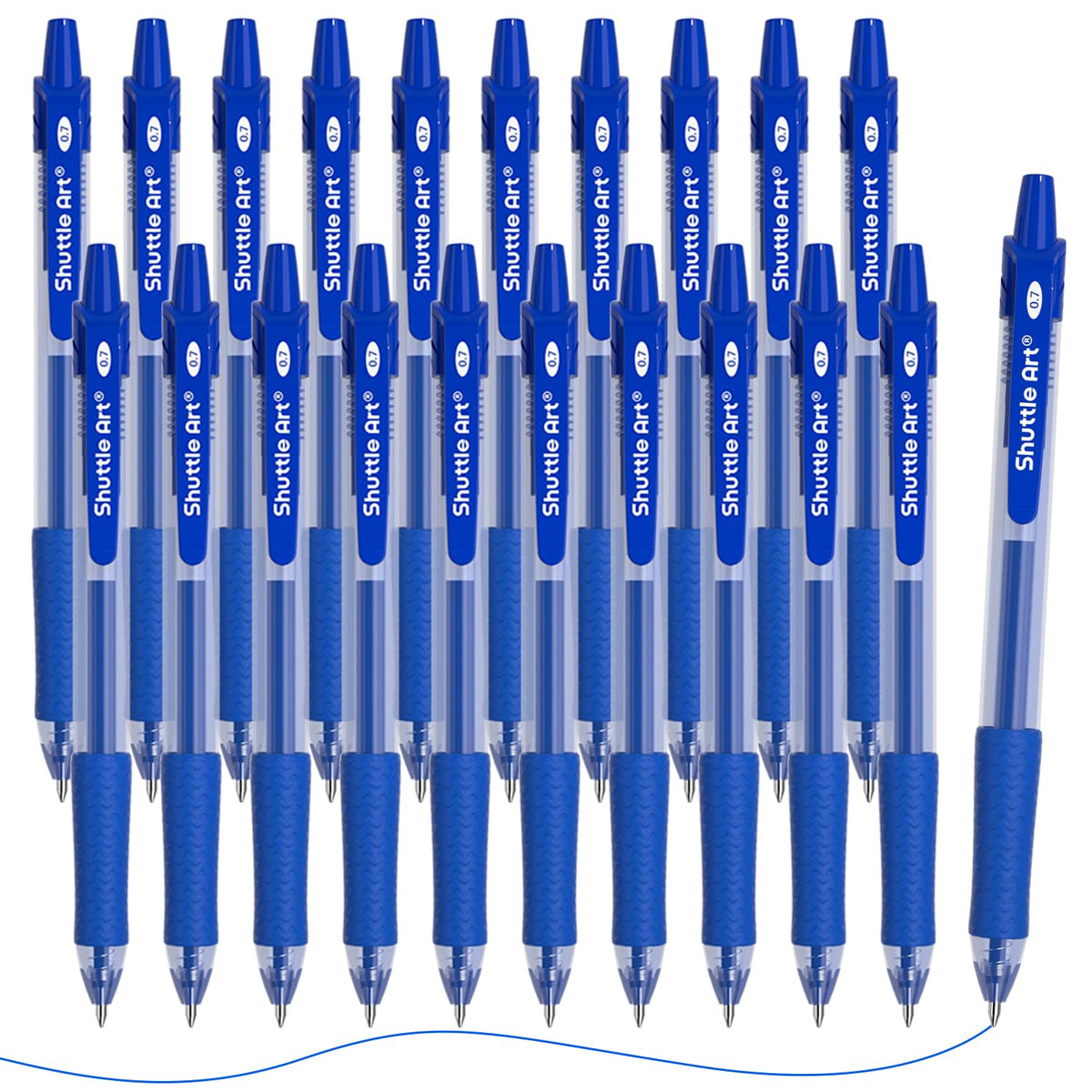 Shuttle Art Blue Gel Pens, 20 Pack Retractable 0.7mm Medium Point Rollerball Blue Ink Pens Smooth Writing with Comfortable Grip for Writing Journaling Taking Notes Office School Home