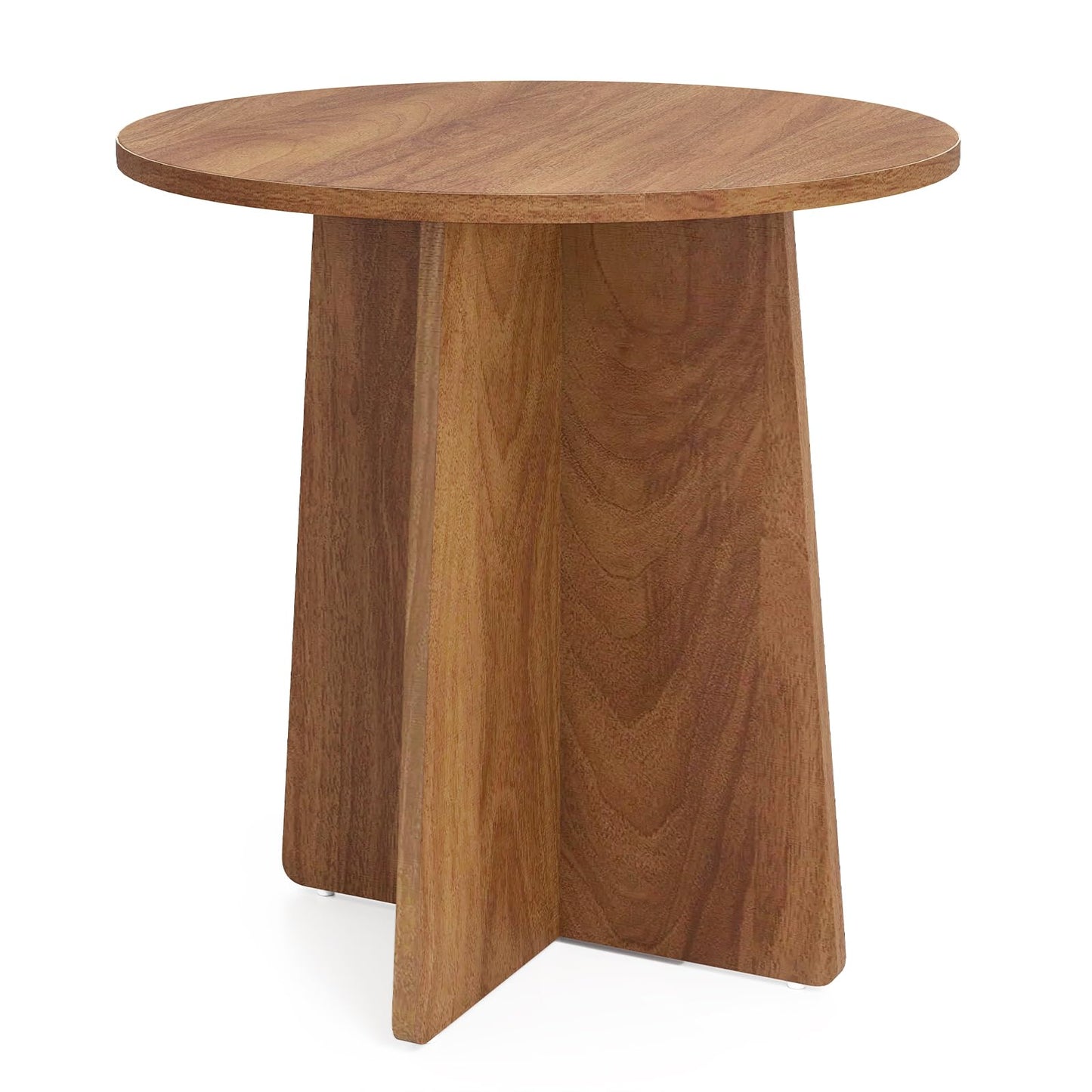 Permory 19.6 Inch Round Side Table, Modern End Table with MDF Wood Tabletop, Small Accent Coffee Table for Living Room, Bedroom, Balcony, Easy Assembly & Sturdy (Rustic Brown)