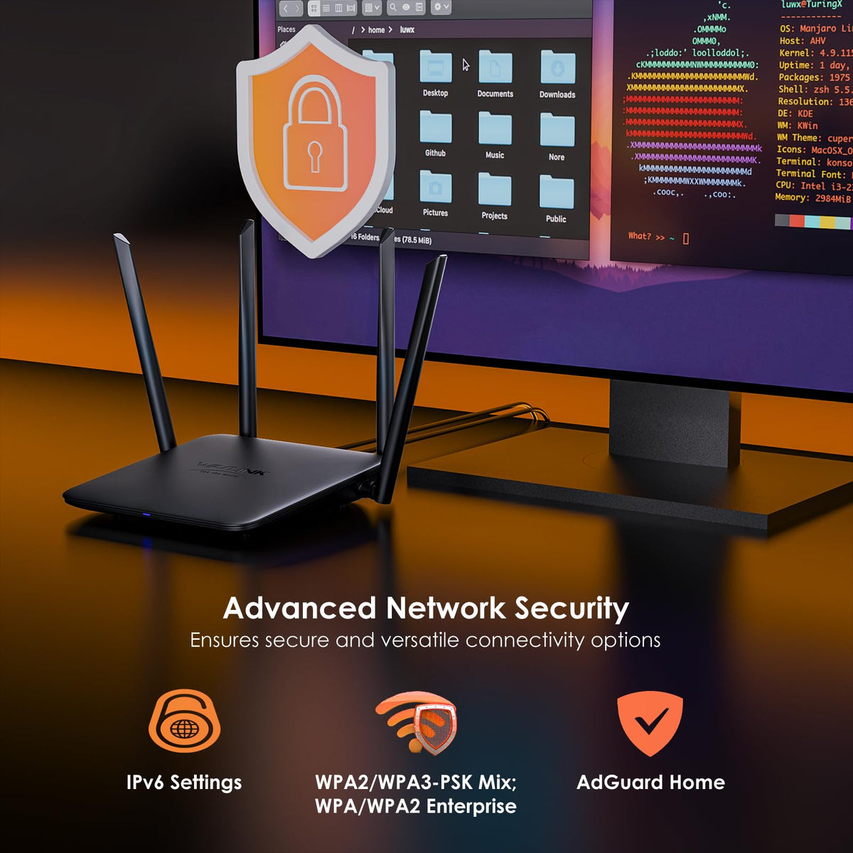 WAVLINK BE5100 WiFi 7 Router, 2026 Dual Band Gaming Router with 4096-QAM Tech, 5dBi High-Gain Antennas, Support Mesh/AP/Repeater Mode, MLO & Multi-RU, Guest WiFi, OFDMA, MU-MIMO, QoS, IPv6, VPN
