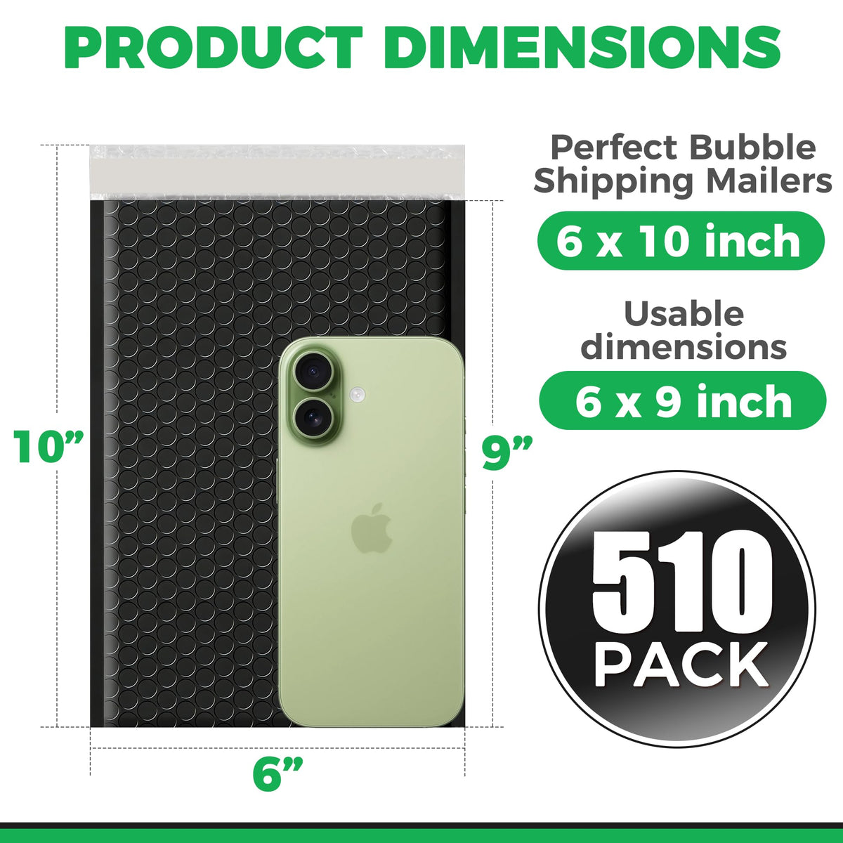 510 Pack 6’’ x 10’’ Bubble Mailer - Self-Sealing Waterproof Small Mailing Envelopes Padded Lightweight Bags 6 x 9 Usable Space for Apparel Accessories, Phone Cases, Trading & Greeting Cards, Prints