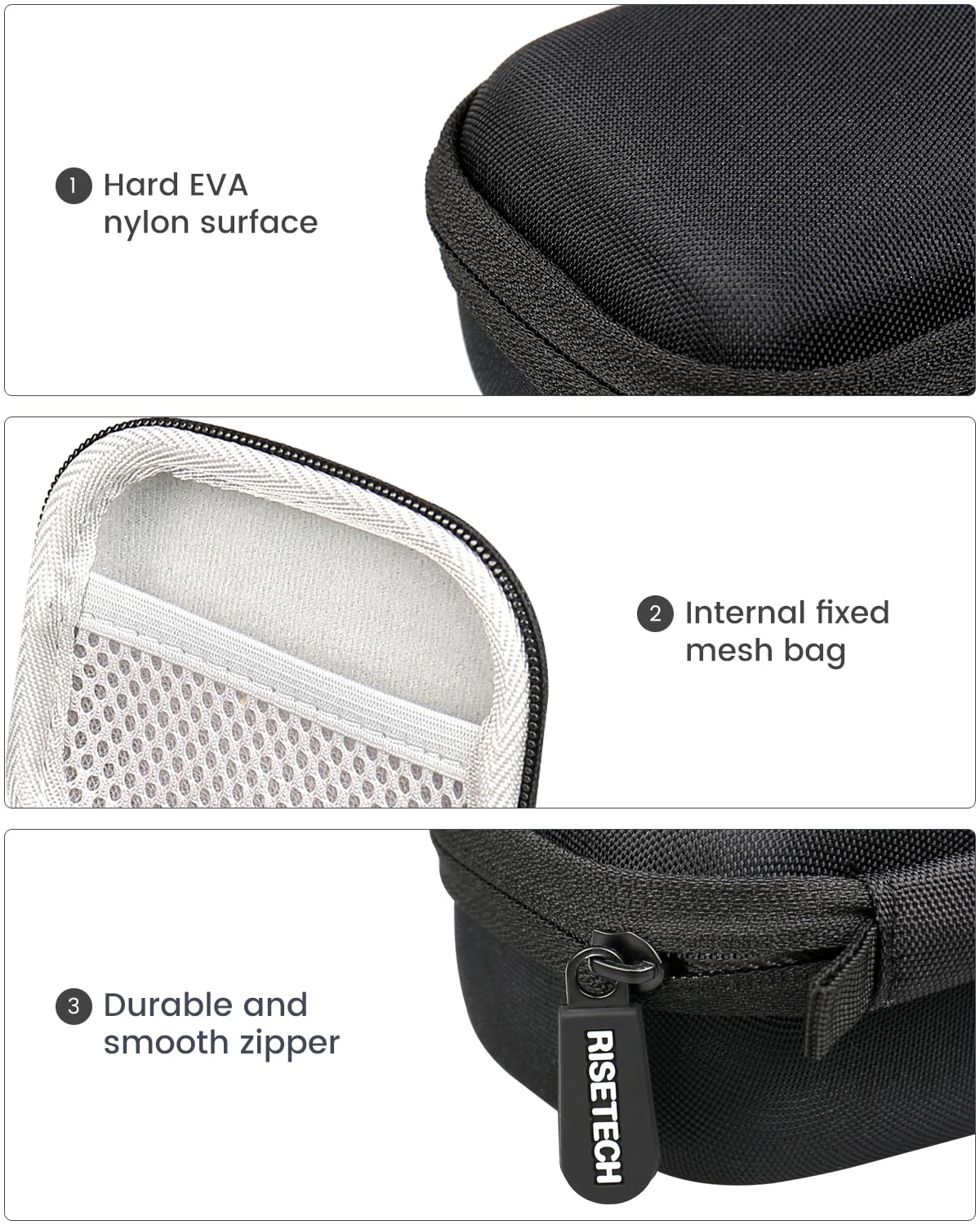 RISETECH Earbud Case Compatible with Beats Powerbeats Pro 2 Wireless Bluetooth Earbuds, Portable Travel Hard Shell Earphone Case - with Clip (Black)