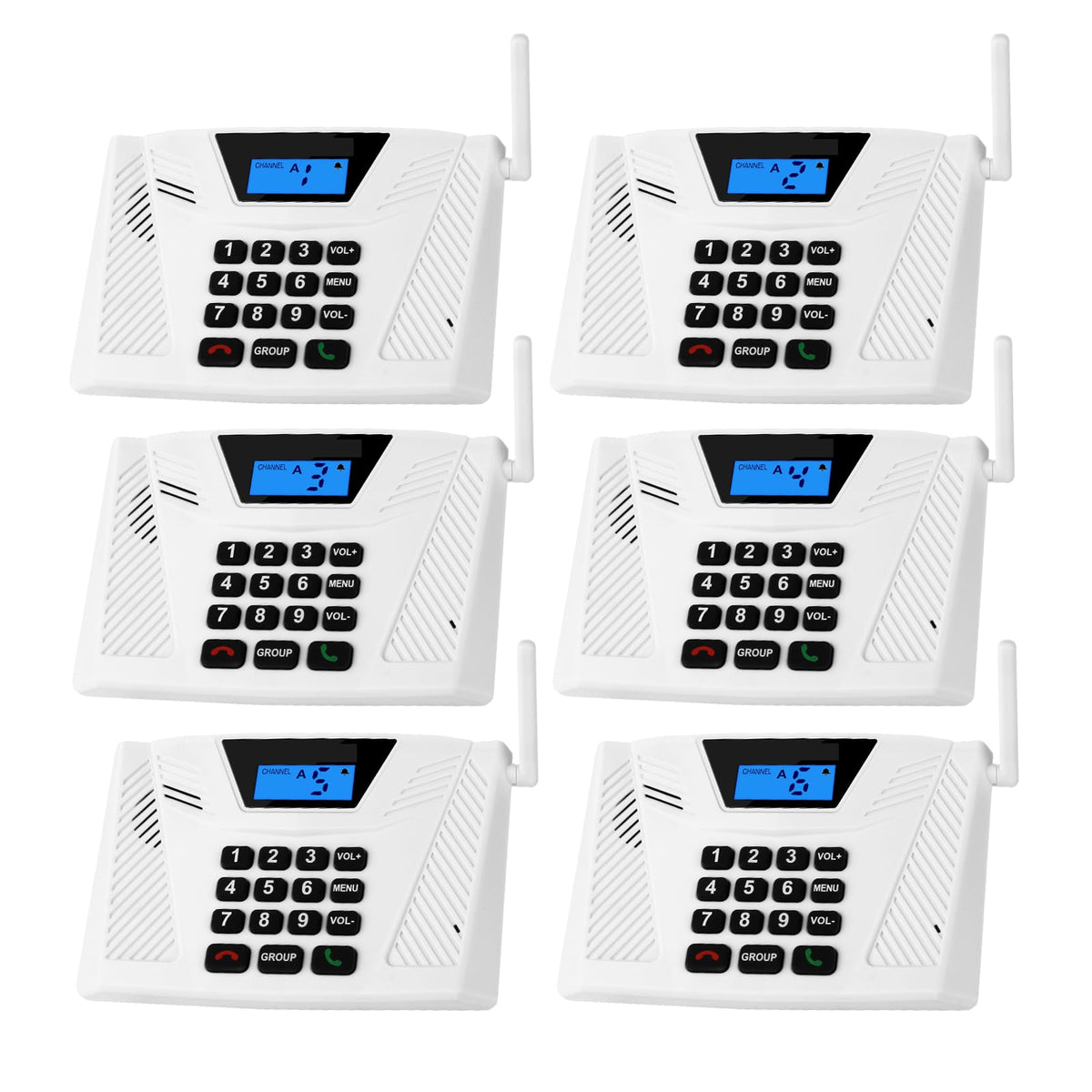 SANZUCO Intercoms Wireless for Home Hands Free, 2024 Upgraded Intercom 5300ft with Automatic Answer, 9 Channel Full Duplex Home Intercom System Fit for Hospital Business House(6 Packs White) ﻿