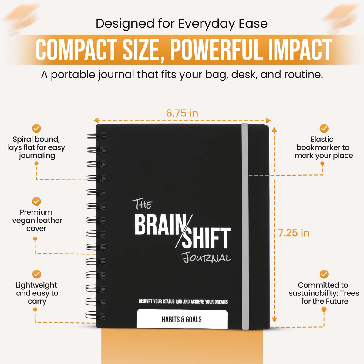 The Behavior Shift Brain Shift Journal (Habits & Goals) - 6 x 7 Inches Productivity journal - 13 week Guided Prompts for Habits, Goal setting & Personal growth- Gratitude & Manifestation journal