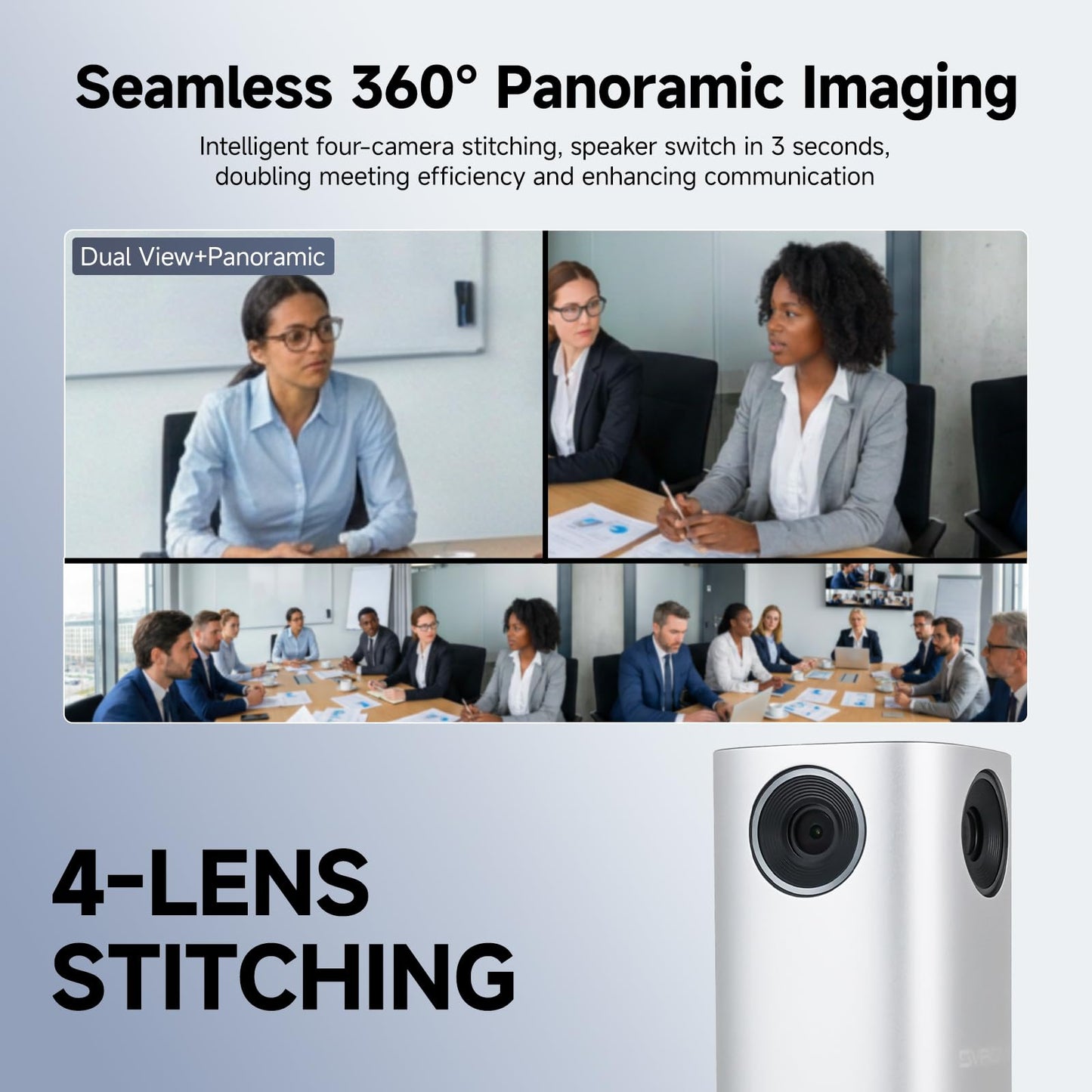 SVBONY SVN A1 360 Camera for Conference Room, 5MP 1080P HD Webcam with AI Driven Speaker Tracking,16.5 FT Mic Pickup, Noise Cancellation,Plug & Play, Compatible with Zoom/Teams/Meet for Small Meeting