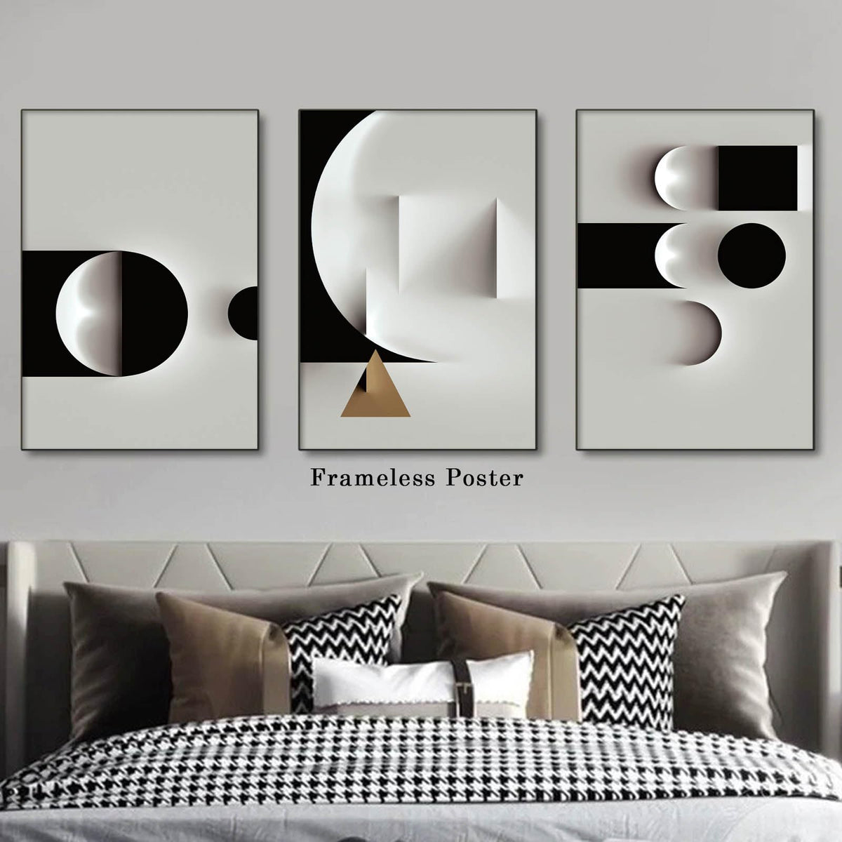 Abstract Geometric Canvas Wall Art Minimalist Black and White Geometric Poster Prints Modern Abstract Geometric Canvas Black and White Grey Abstract Art for Living Room Wall Decor 16x24inch No Frame