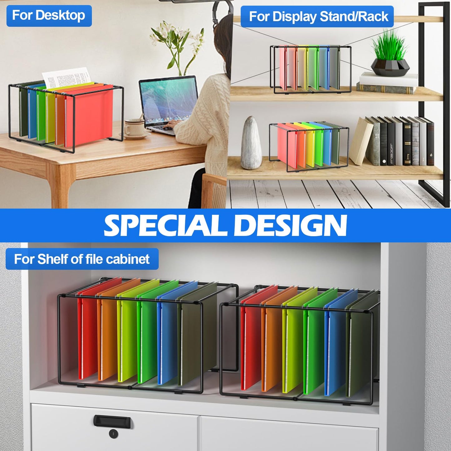 Legal/Letter Size Hanging File Folder Frame,9.45" H Hanging Files Holder,Desk Top Use,Not for File Cabinet Drawer/Rail,Desk Organizer for Accessories,Filing Inserts,Anti-Scratch/Rusty