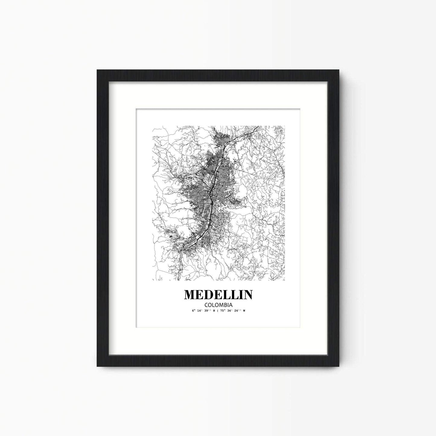 Eleville 8X10 Unframed Medellin Colombia City View Abstract Road Modern Map Art Print Poster Wall Office Home Decor Minimalist Line Art Hometown Housewarming wgn399