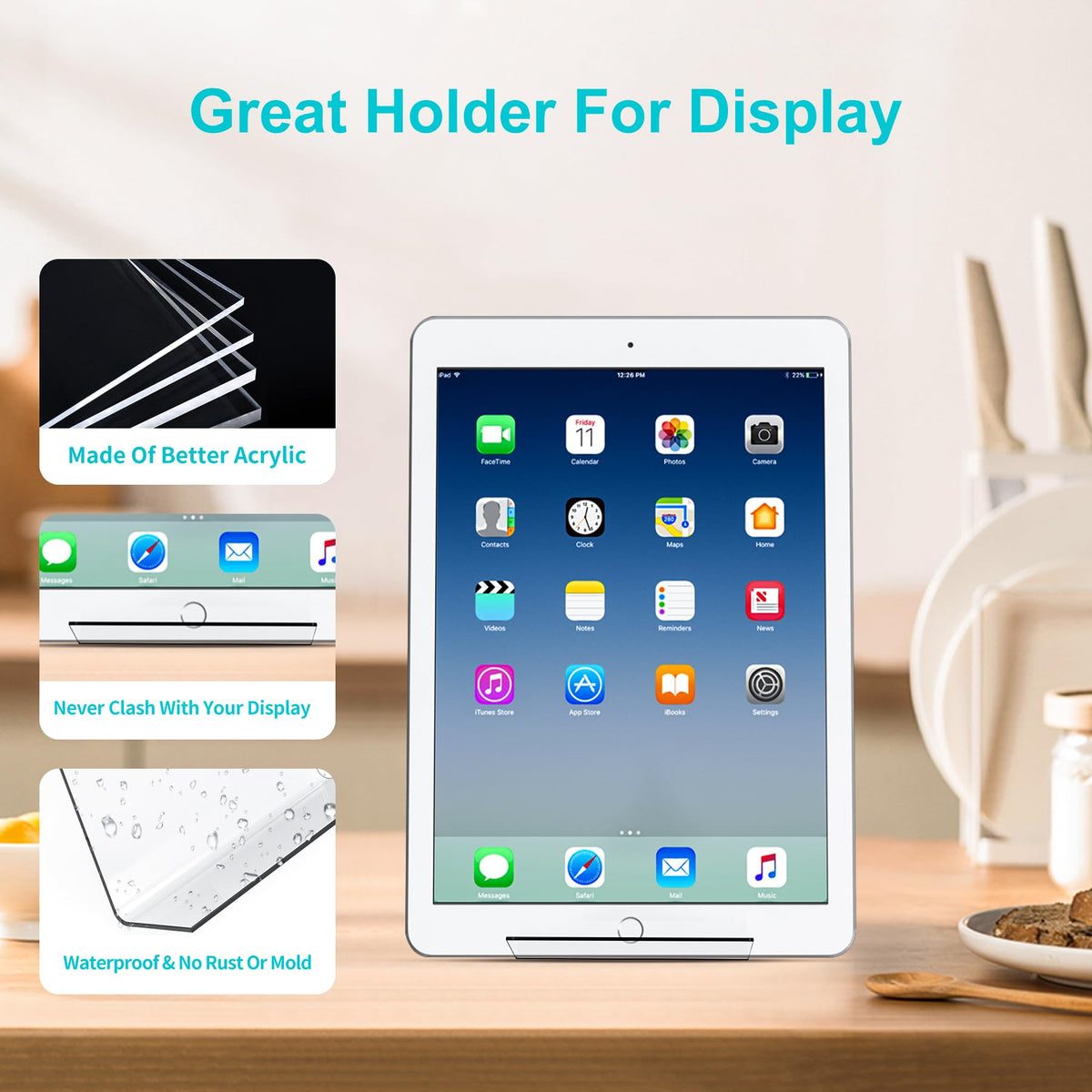 Boloyo Acrylic Book Stand Without Ledge,6 Inch 6PC Clear Acrylic Display Easel Transparent Display Stand Holder Tablet Holder for Displaying Pictures,Books,Artworks, CDs