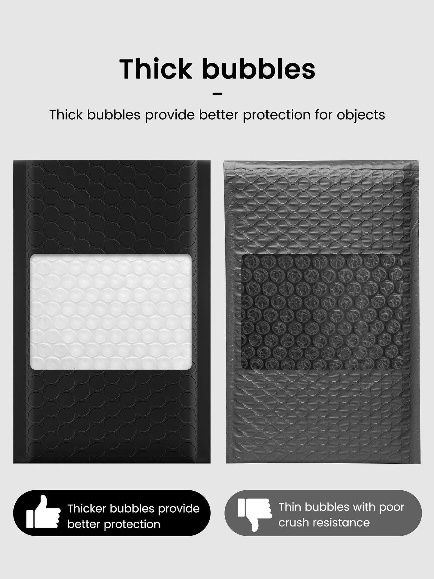 GSSUSA Black Bubble Mailers 4x8 Inches 50 Pack, Usable Size 4X7" Bubble Envelopes for Small Business, Padded Envelope, Shipping Mailers, Packaging Bags, Mailing Envelopes, Shipping Supplies