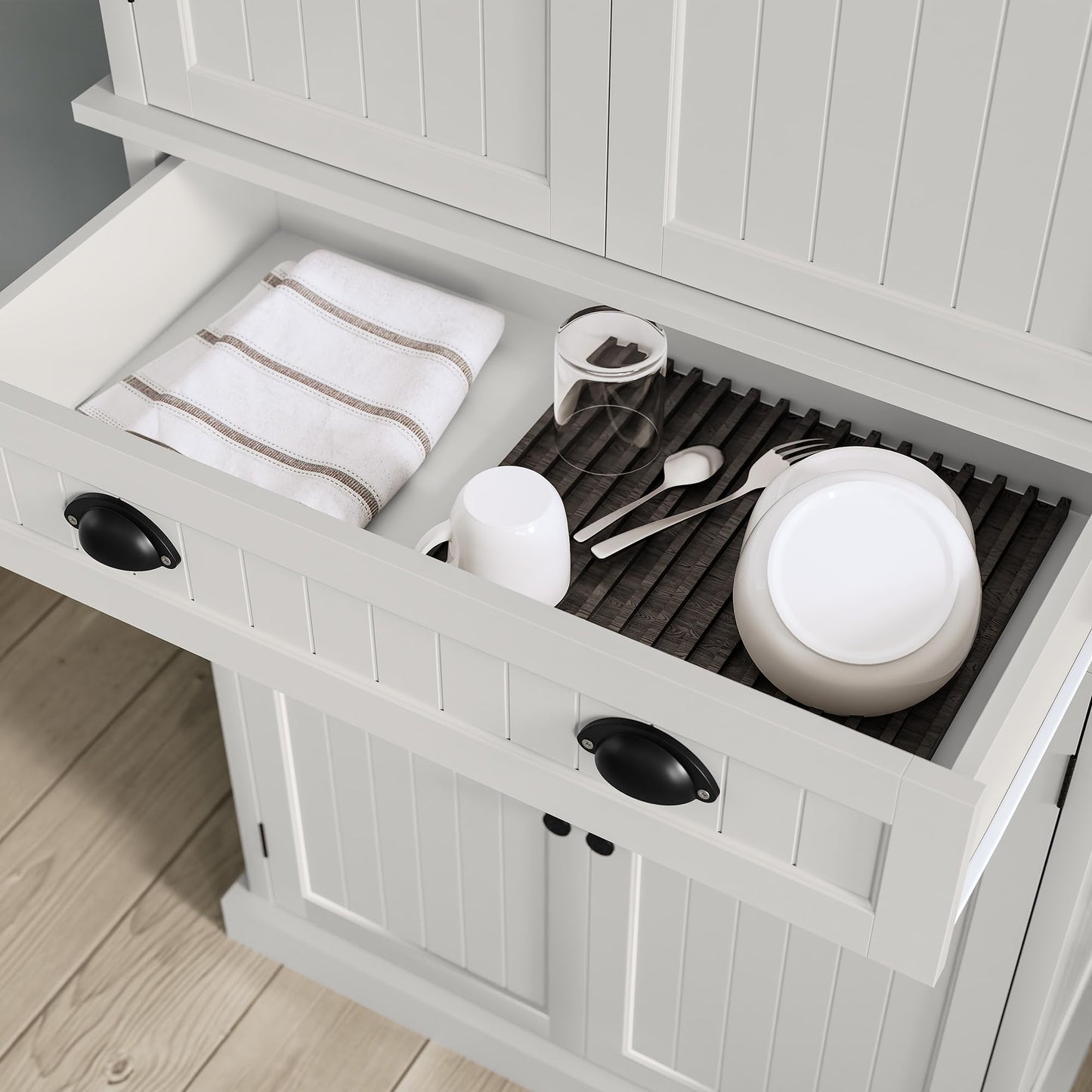 ARTPOWER 72" Tall Kitchen Pantry Storage Cabinet with Drawer and Adjustable Shelves, Pantry Cabinet for Kitchen, Bathroom or Hallway, White