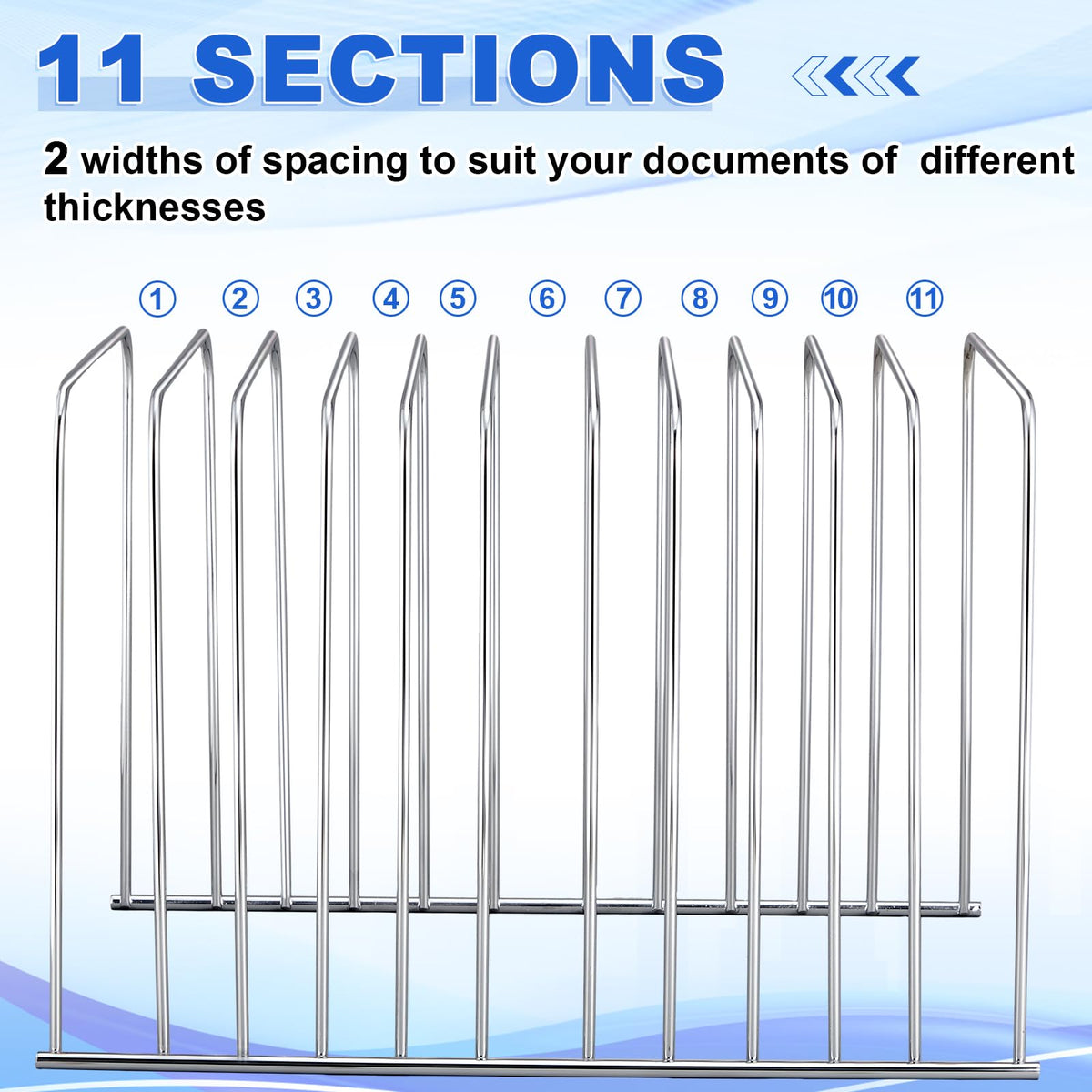 Chivertion 6 Pcs Desktop Organizer Wire Desk File Organizer Vertical Metal Stand up File Stand for Office Home, 11 Sections (Silver)