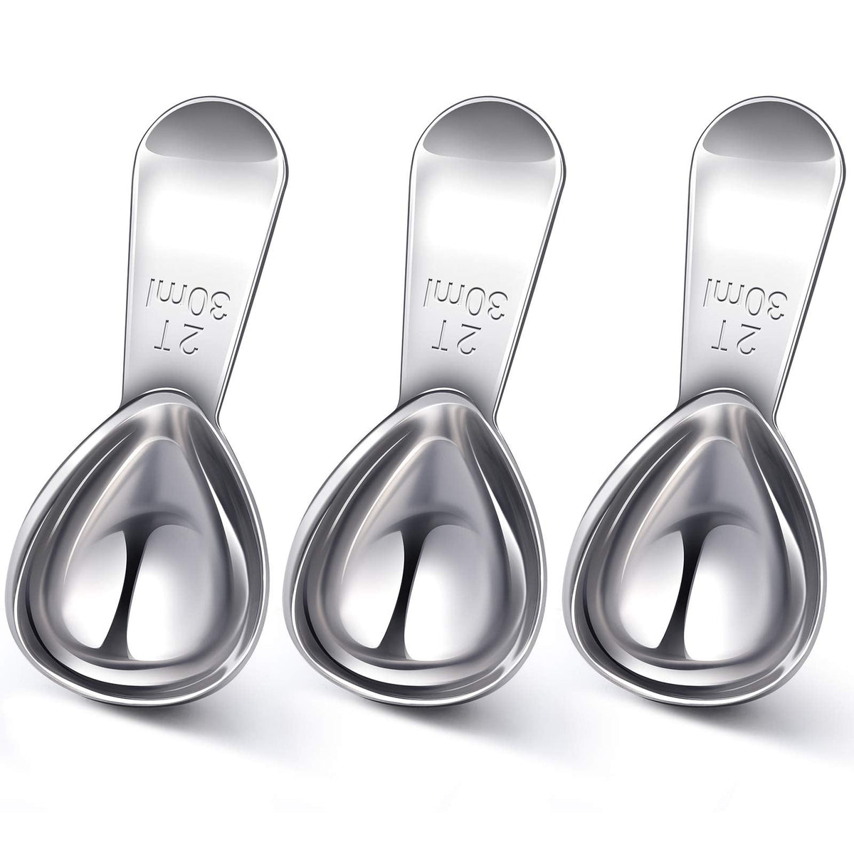 Patelai 3 Pieces Coffee Scoop Tablespoon Measuring Spoons Stainless Steel Coffee Scoops Short Handle Tablespoon for Tea Sugar Kitchen Gifts(30 ml,Silver)