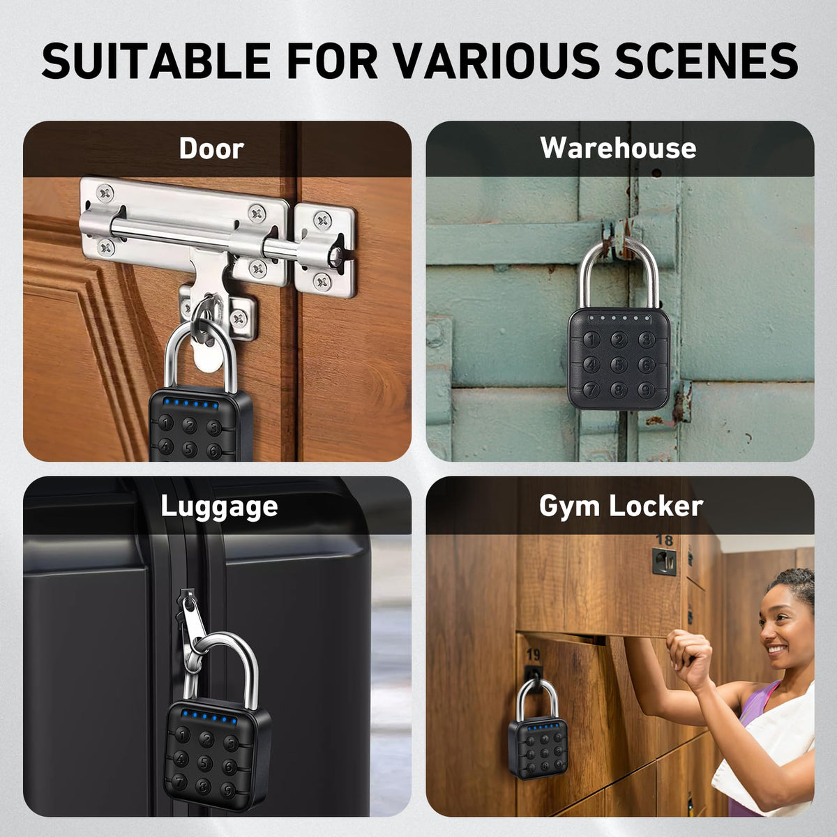 Auntyfey Smart Combination Lock for Locker, Digital Padlock for Gym Locker Lock with APP, 6 Digit Combination Lock, Waterproof Outdoor Gate Lock Padlock for School, Gym, Fence, Travel