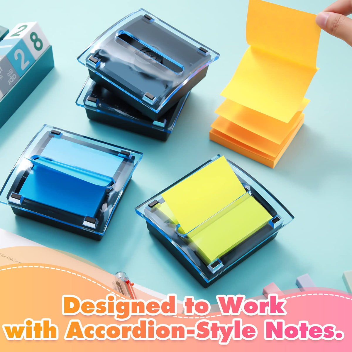 Mimorou 6 Pcs Pop Up Note Dispenser Sticky Note Holder Dispenser Posted Holder Container Black Base Transparent Top for 3 x 3 Inch Sticky School Office Home