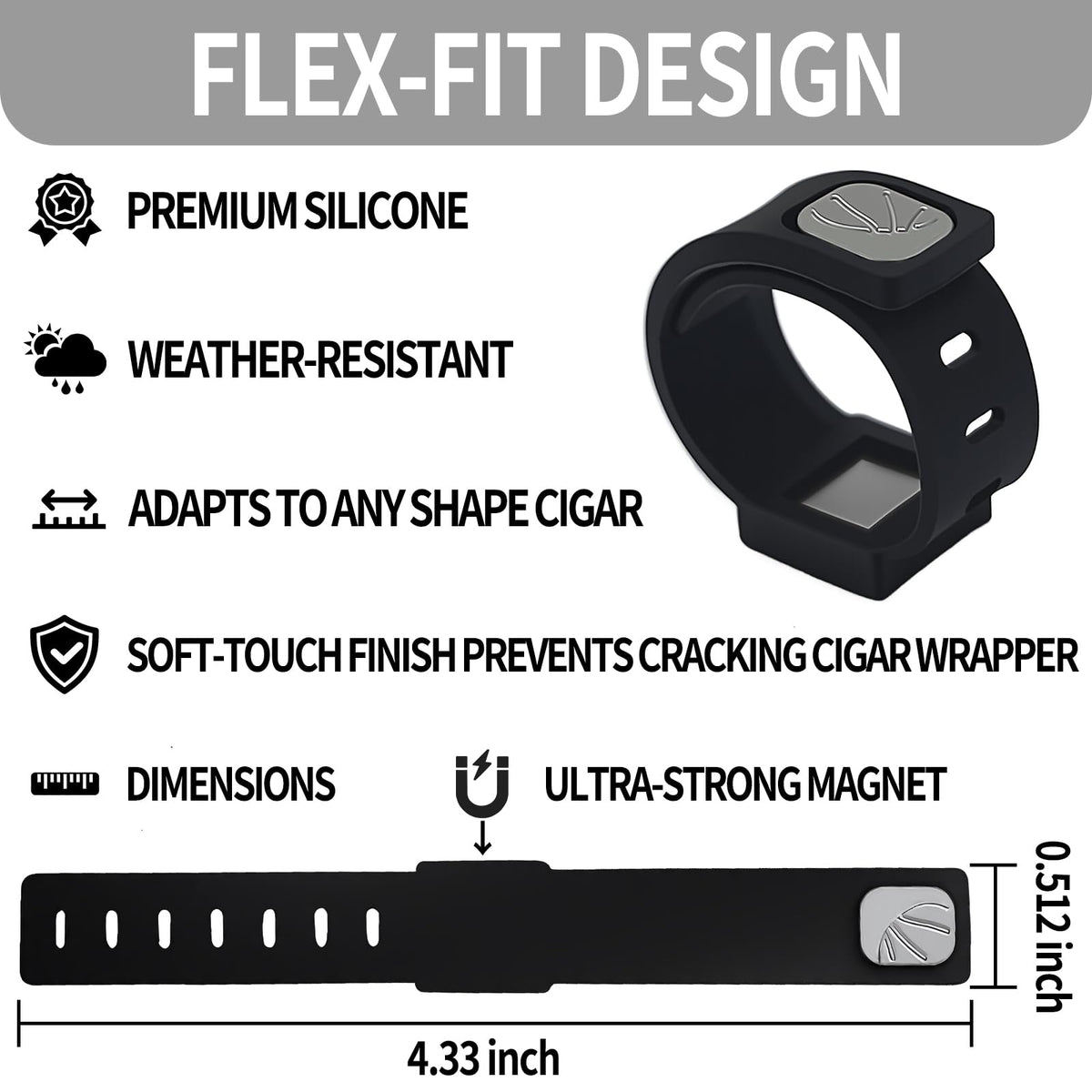 VECOFO Cigar Holders, Cigar Clips & Stands, Sturdy Metal Magnetic Cigar Holder for Golf Carts, Yachts, Beach Chairs, Camping. Thoughtful Cigar Gifts for Men 4 Packs (Black)
