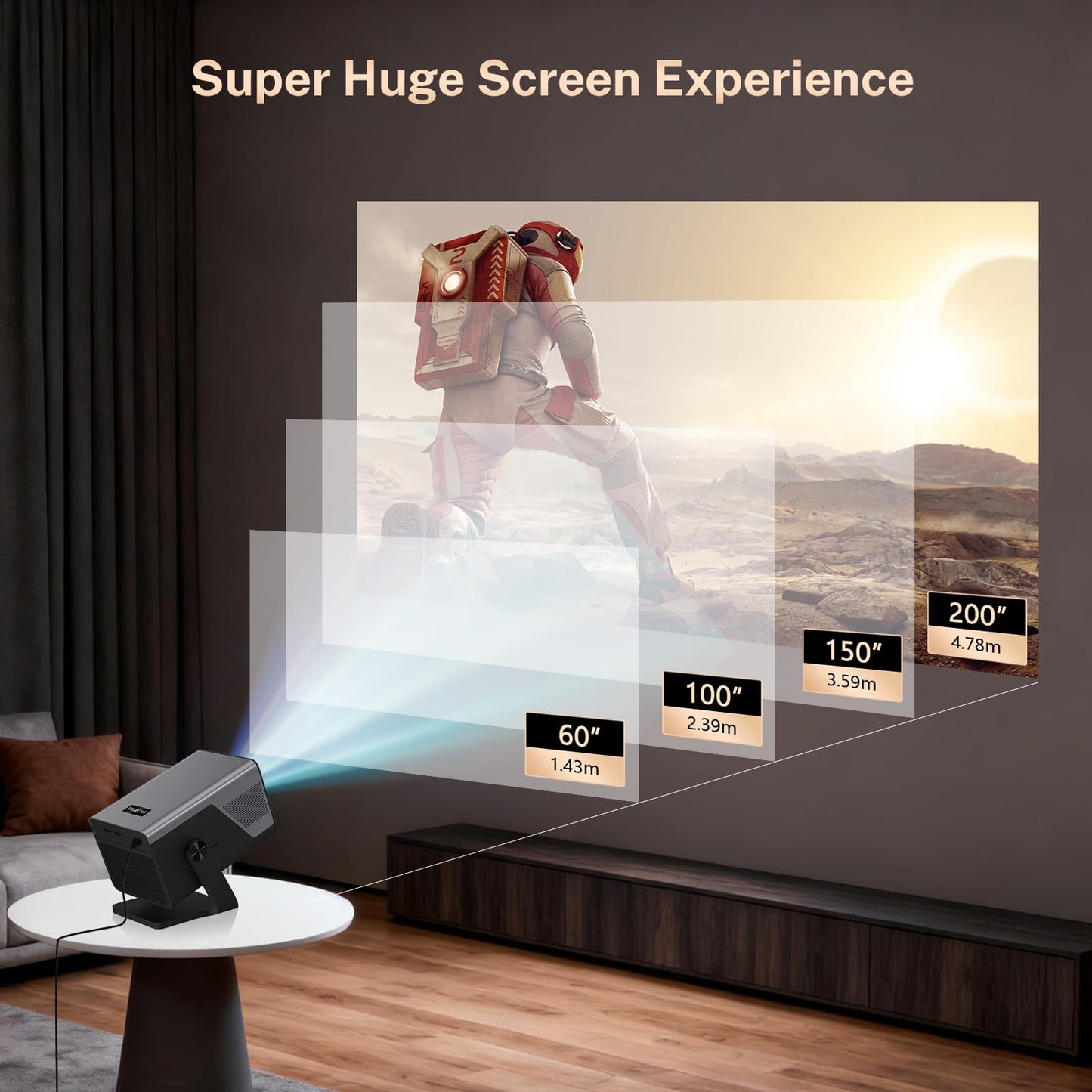 [2000 ANSI/AI Visual Calibration/4K Support] X7 Native 1080P Smart Projector with Android 14 OS, Portable Movie Projector for Bedroom & Outdoor, AI Auto Focus & Keystone Black & Slate Gray Sliver