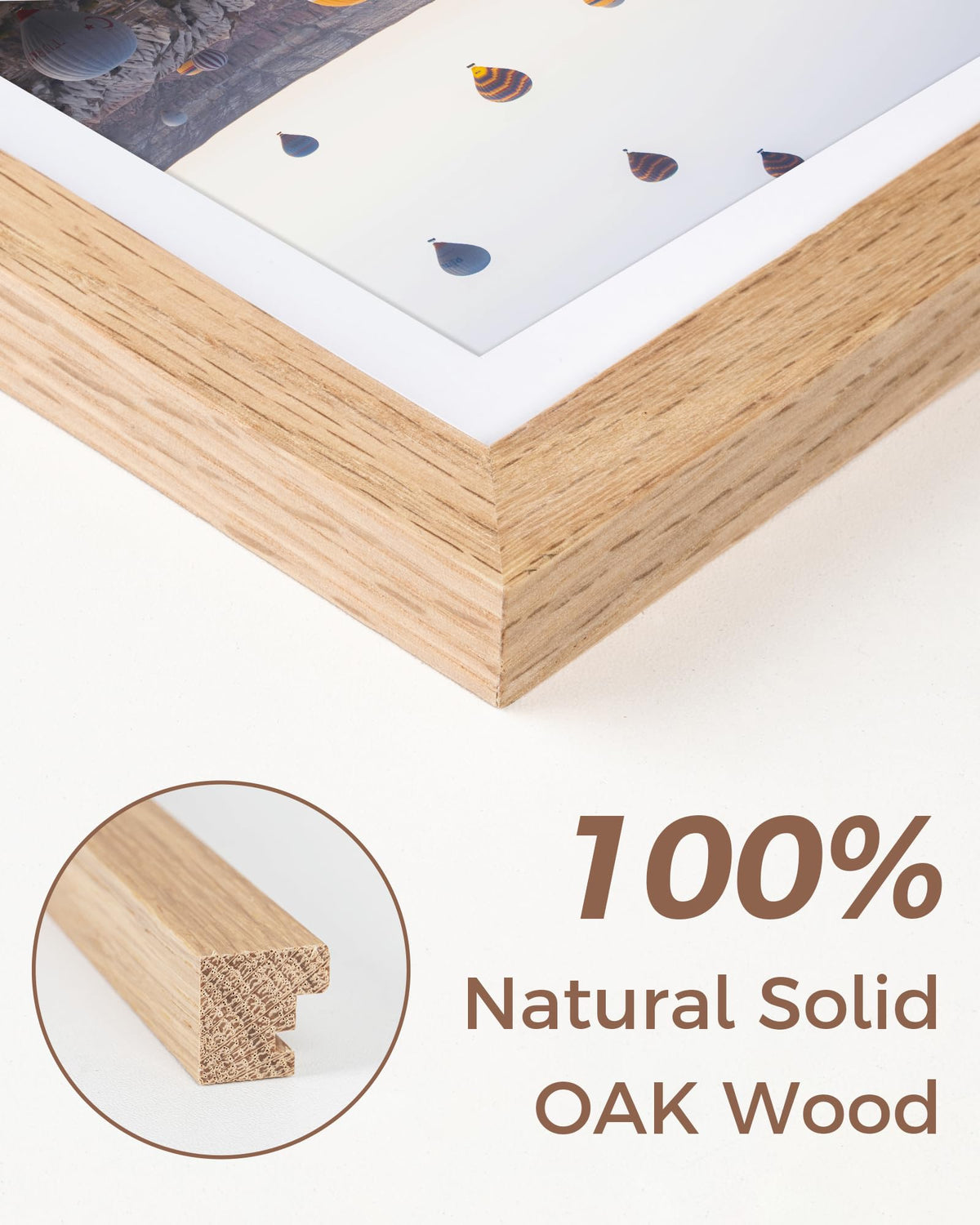 Marsmiles 8x10 Wooden Picture Frame, USA-Sourced Natural Oak Solid Wood Photo Frame with Plexiglass for Display Pictures 5x7 with Mat or 8x10 without Mat, Natural, 1 Pack