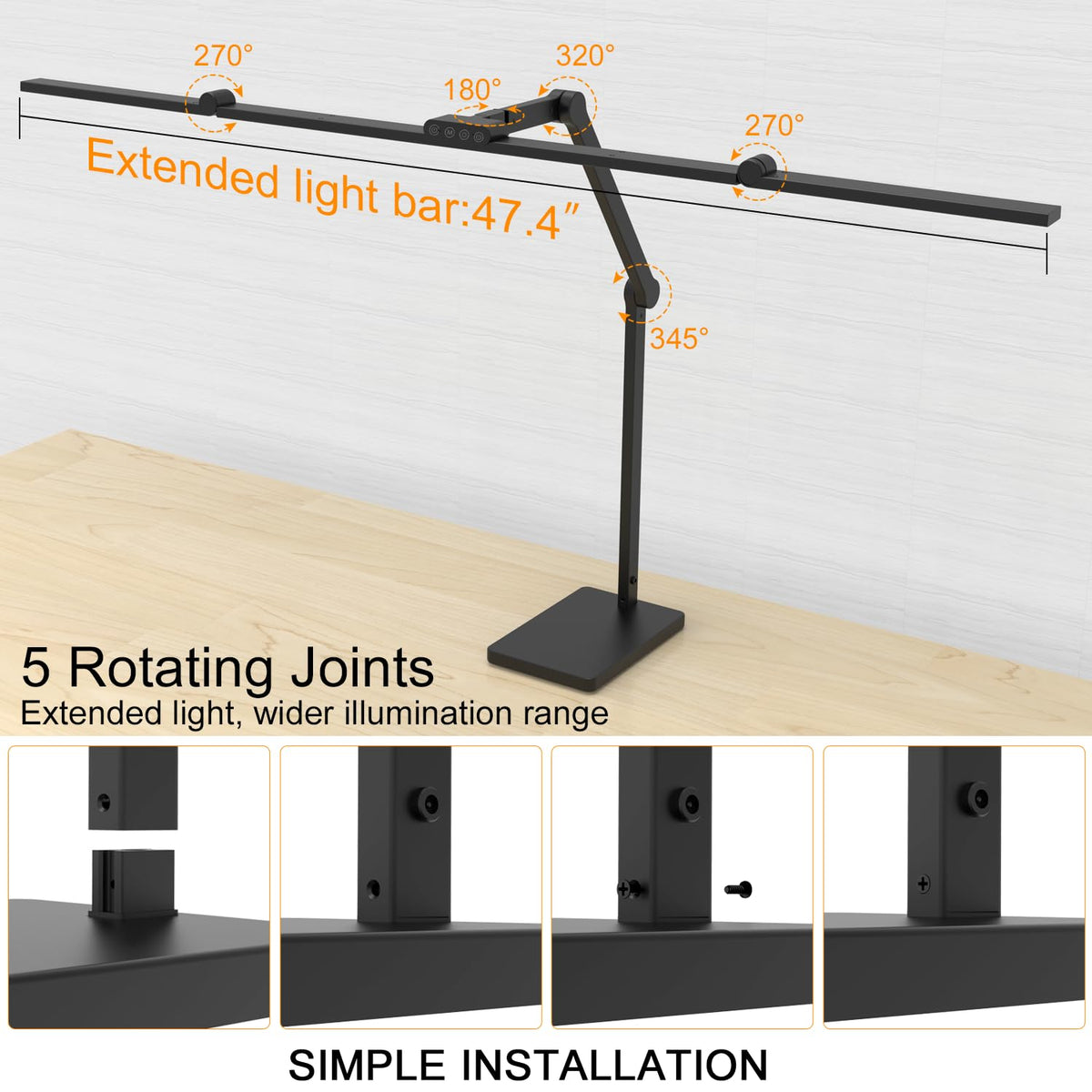 Omorepa 36W 3000LM Ultra Bright Architect Desk Lamp with Base, 47.4Inches Wide Tall Overhead Desk Light for Home Office, Dimmable Table Light with Remote for Desktop Working,Drafting,Reading