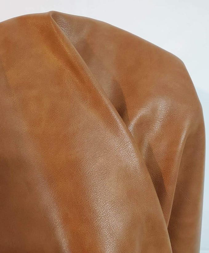 British Tan Soft Faux Leather Fabric PU Leather by The Yard Synthetic Pleather