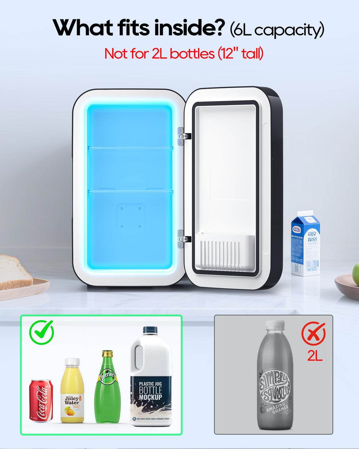 BEICHEN Mini Fridge, 6 Liter / 8 Can Small Refrigerator for Bedroom, Car, Office & Dorm, 110V AC/DC Portable Thermoelectric Cooler & Warmer for Skincare, Food, Drinks, Black