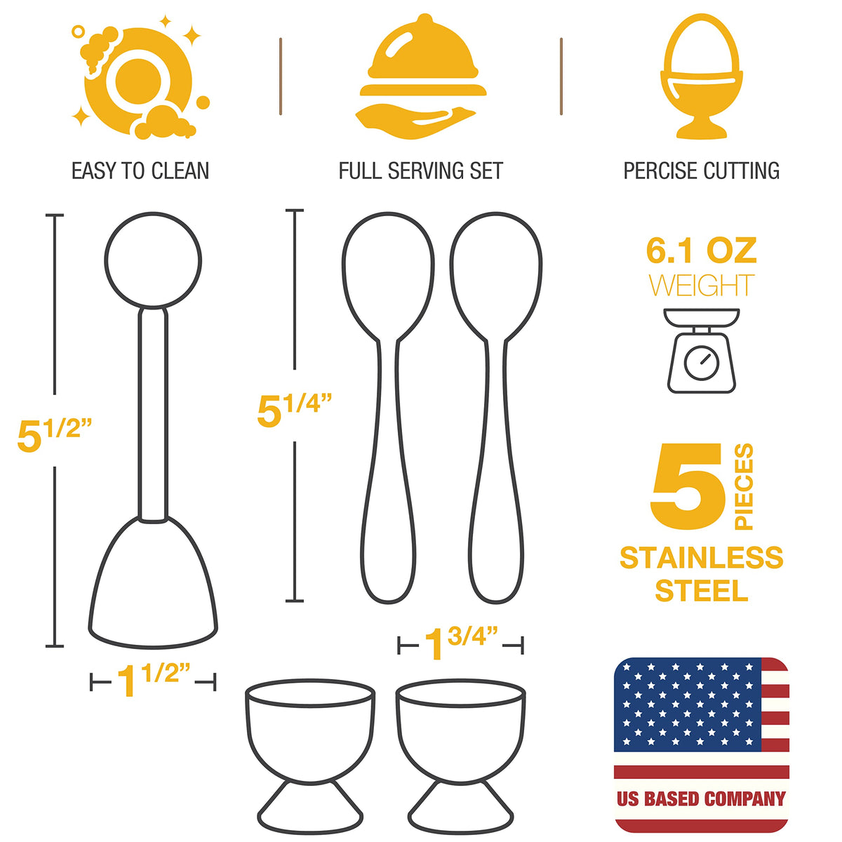 Eparé Bundle: Egg Cracker Topper Set & Salt or Pepper Grinder - Complete Soft Boiled Egg Tool Set & Battery Operated Ceramic Burr Stainless Steel Peppermill