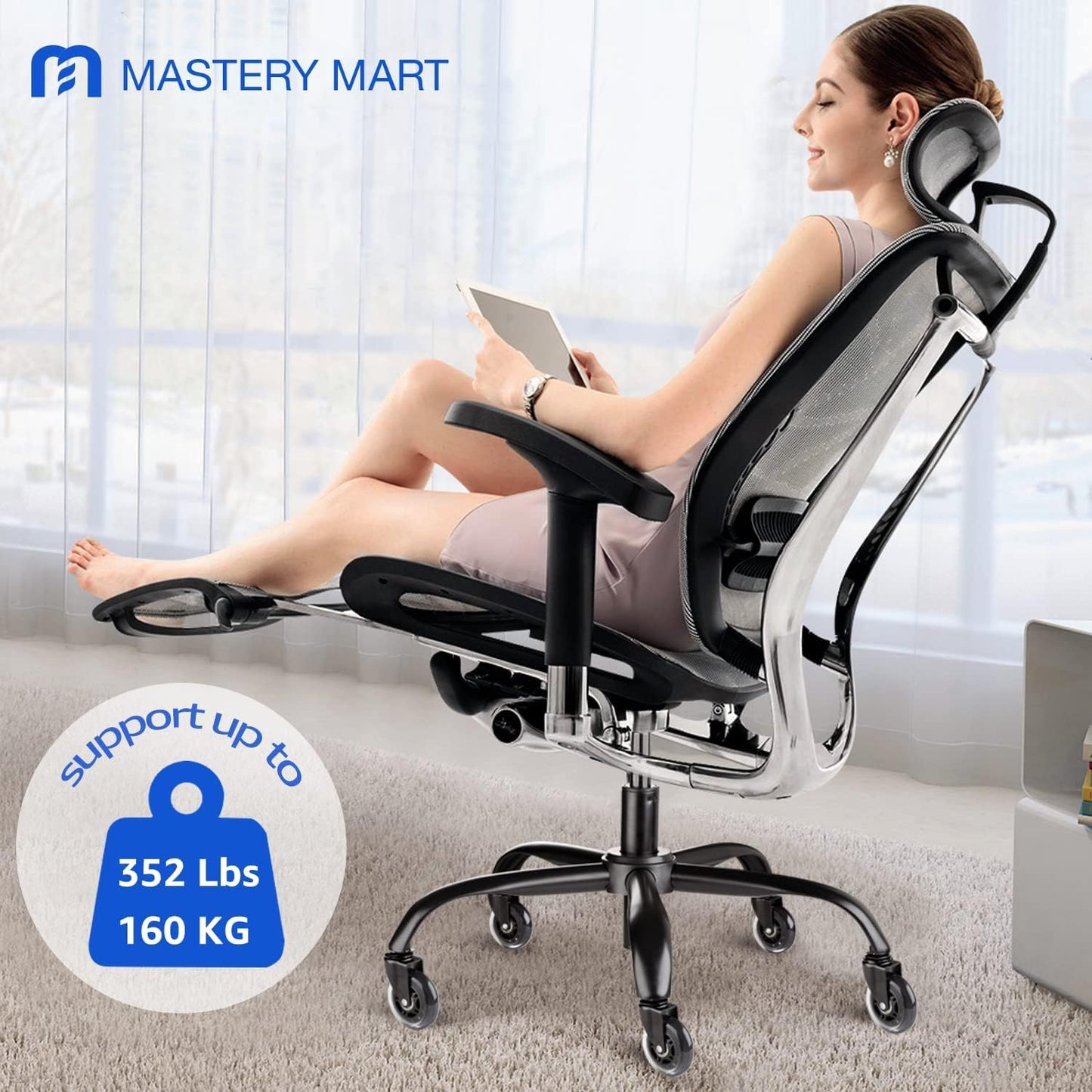 MASTERY MART Office Chair Base Replacement Bundle – Heavy Duty 352 lbs, Smooth Rolling on All Floors, Swivel Base with Caster Wheels & Gas Lift Cylinder, 4.7'' Travel Length