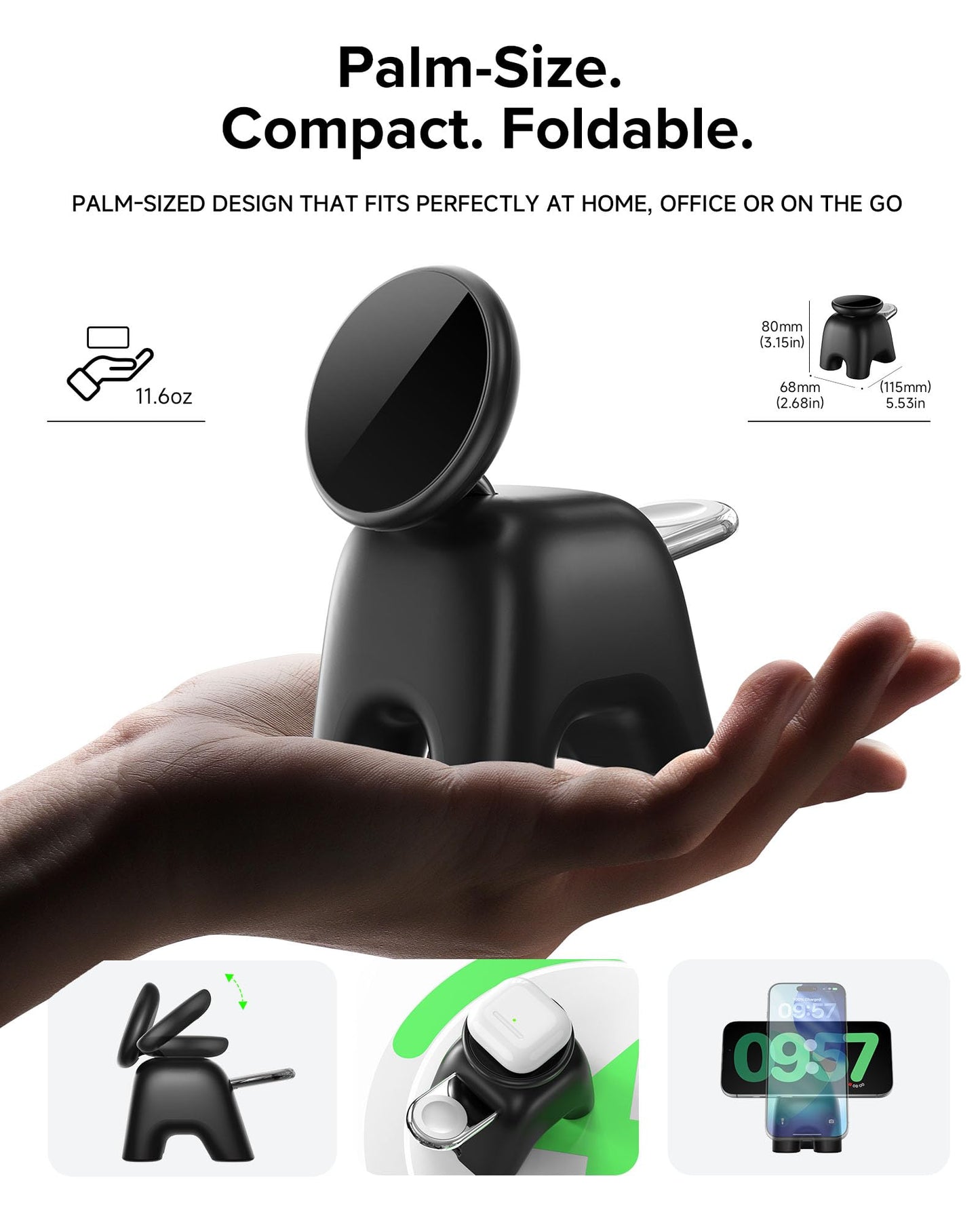 2026 Magnetic Wireless Charging Station, 15W Ultra-Fast Charger Stand for iPhone 17 16 15 14 13 12 Pro Max, 5W for Apple Watch&Airpods, 2-in-1 Foldable Charger for Home/Office/Travel(with 30W Adapter)