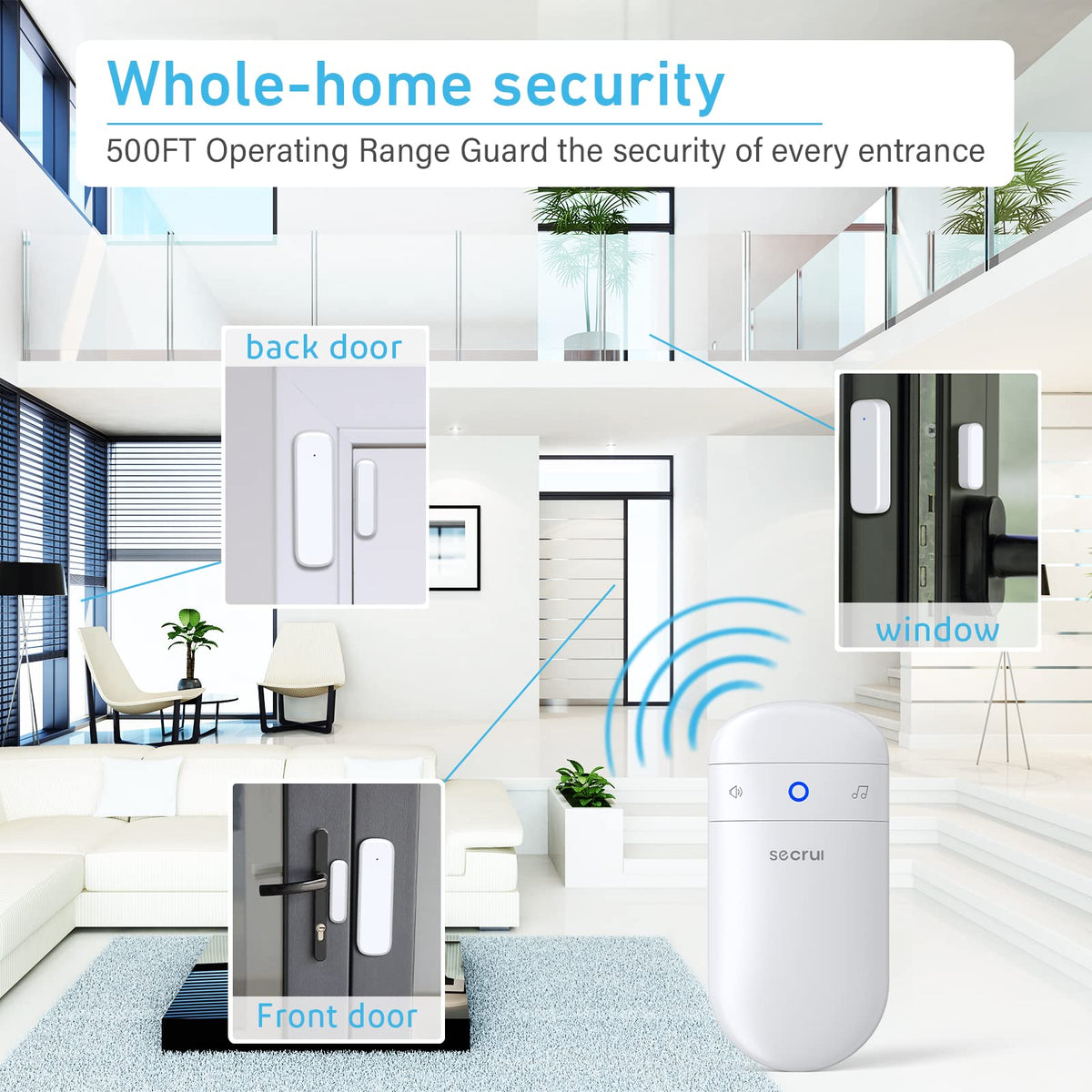 Door Chime When Door Opens, Door Opened Alarm for Home/Business Office/Bedroom Entering, 2-Sensor + 1-Receiver with 500FT Range,58 Chimes,5-Volume Level, Entry Alert for Kids/Toddler/Dementia Safety