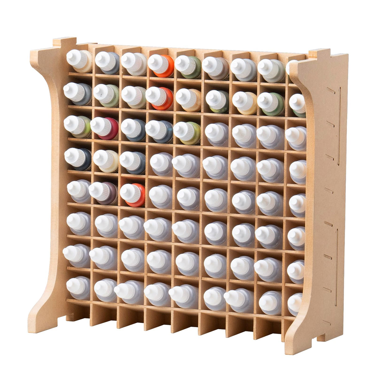 Bucasso Large Capacity Plastic Model Tool Storage Paint Rack - Holds 72 Pieces, Compatible with Vallejo Modular Paint Rack, MDF Material, GK12