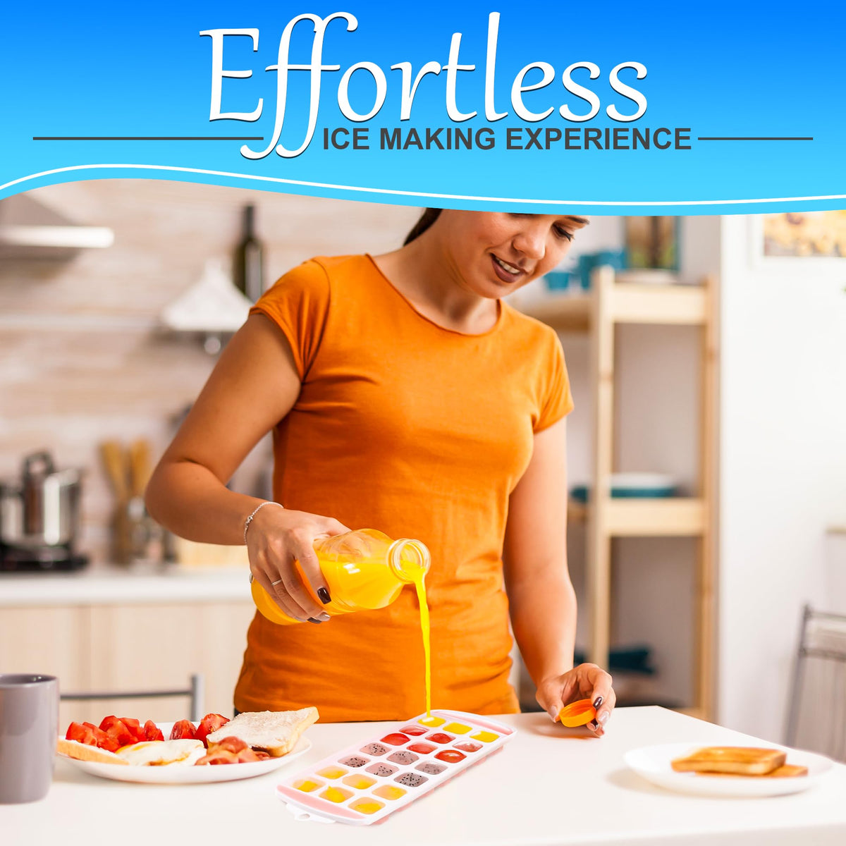 5 Pc Silicone Ice Cube Trays for Freezer with Lid - 12x4.8" (105 Cubes Total, 21 per Mold) Silicone Ice Trays for Freezer Durable & Flexible Molds, Easy to Use & Clean, Good for Home & Commercial Use