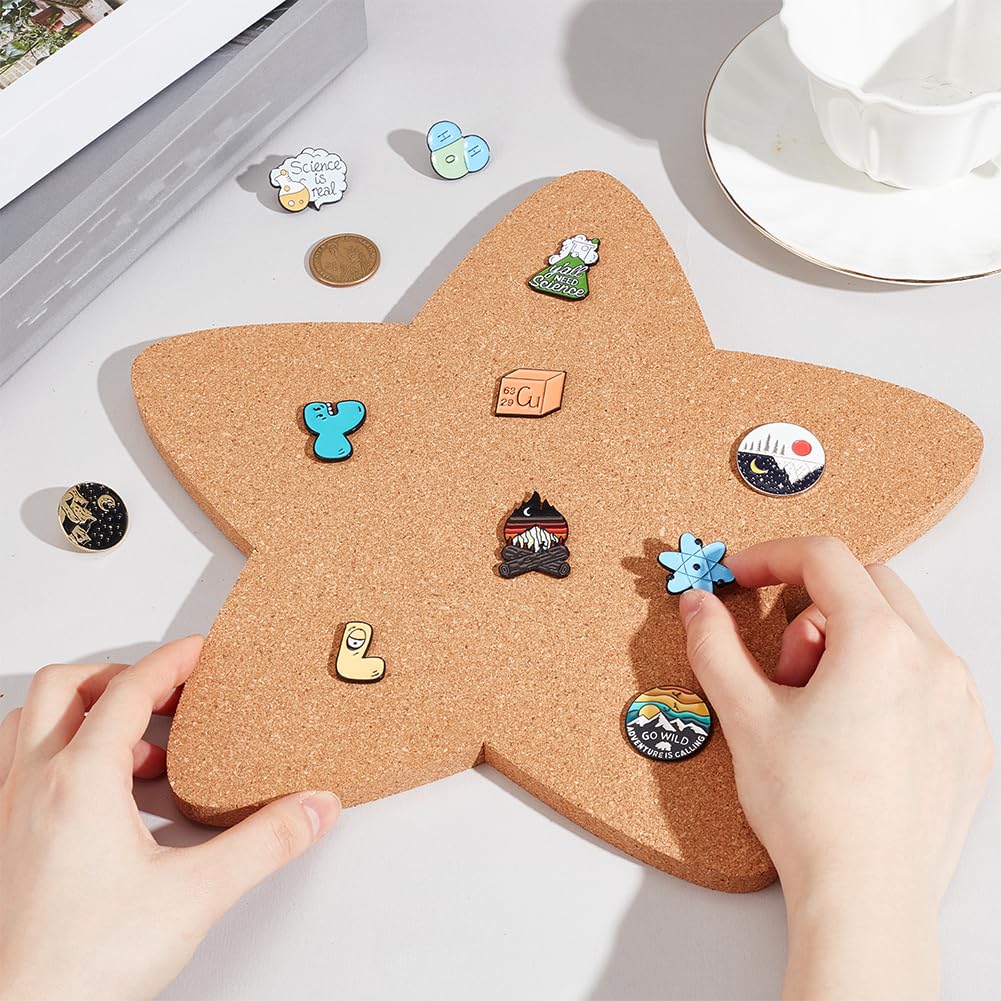 NBEADS Pin Display Cork Board, Star Cork Brooch Board 0.5inch Thick Pin Board Wall Mounted Cork Board Wooden Bulletin Display Board for Brooch Pin Storage Office Home Decor, 12x11Inch
