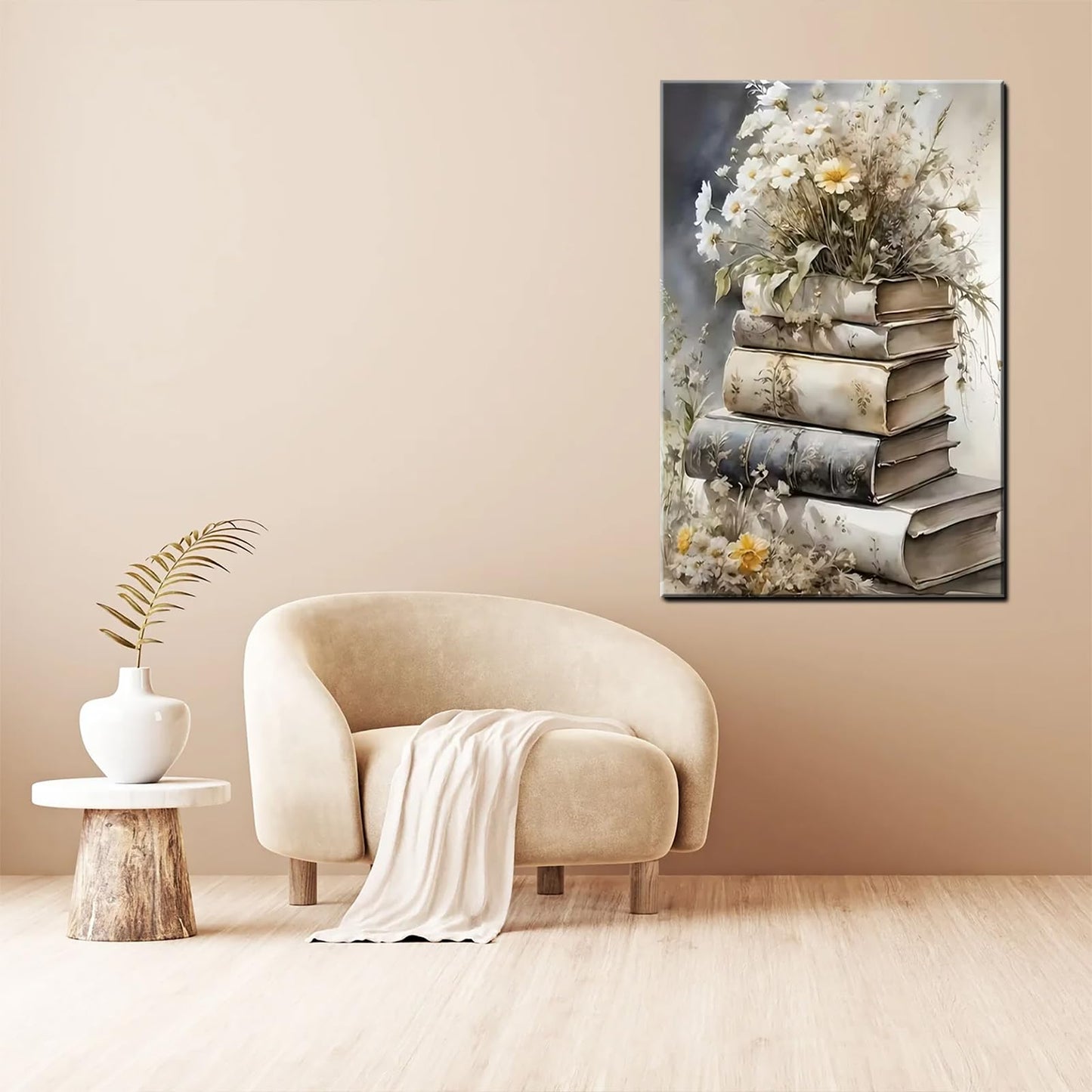1pc of Artwork Featuring Inspirational Book Flower Art on Canvas, Suitable for Posters And Wall Decoration in Bathrooms, Living Rooms, Bedrooms, Offices, Dining Rooms, Framed Canvas Wall Art (Framed,16×24inch)