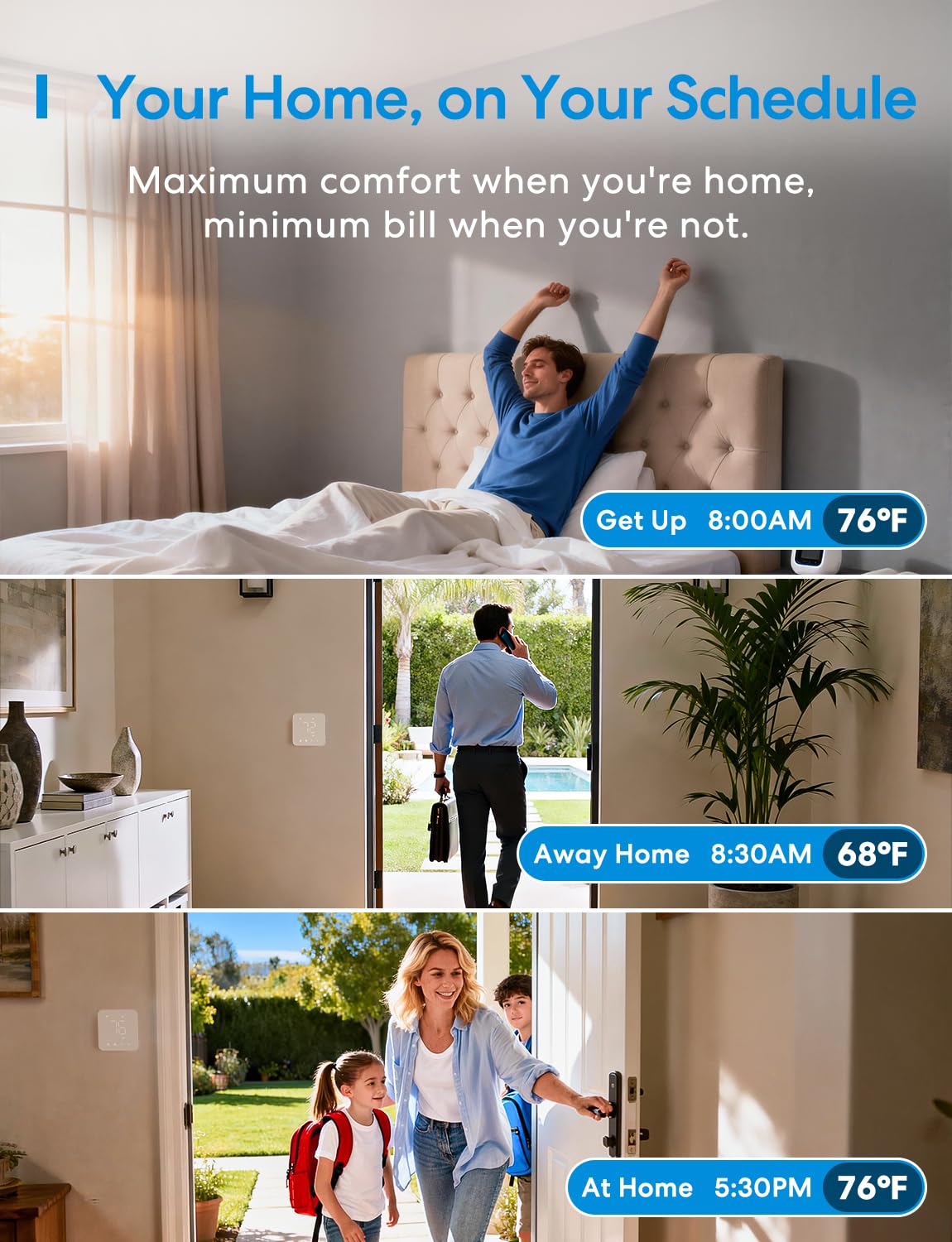 meross Smart Thermostat for Home, WiFi Thermostat Works with Matter, Alexa, Apple Home, Google Assistant, App & Voice Control, 7x24h Scheduling, Energy Saving, C-Wire Required