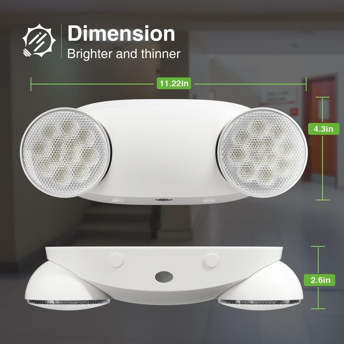 FREELICHT 4 Pack Emergency Lights for Business, with Battery Backup,Hard Wired, UL 924 Certified,AC 120/277V,Two Head Adjustable LED Emergency Lighting