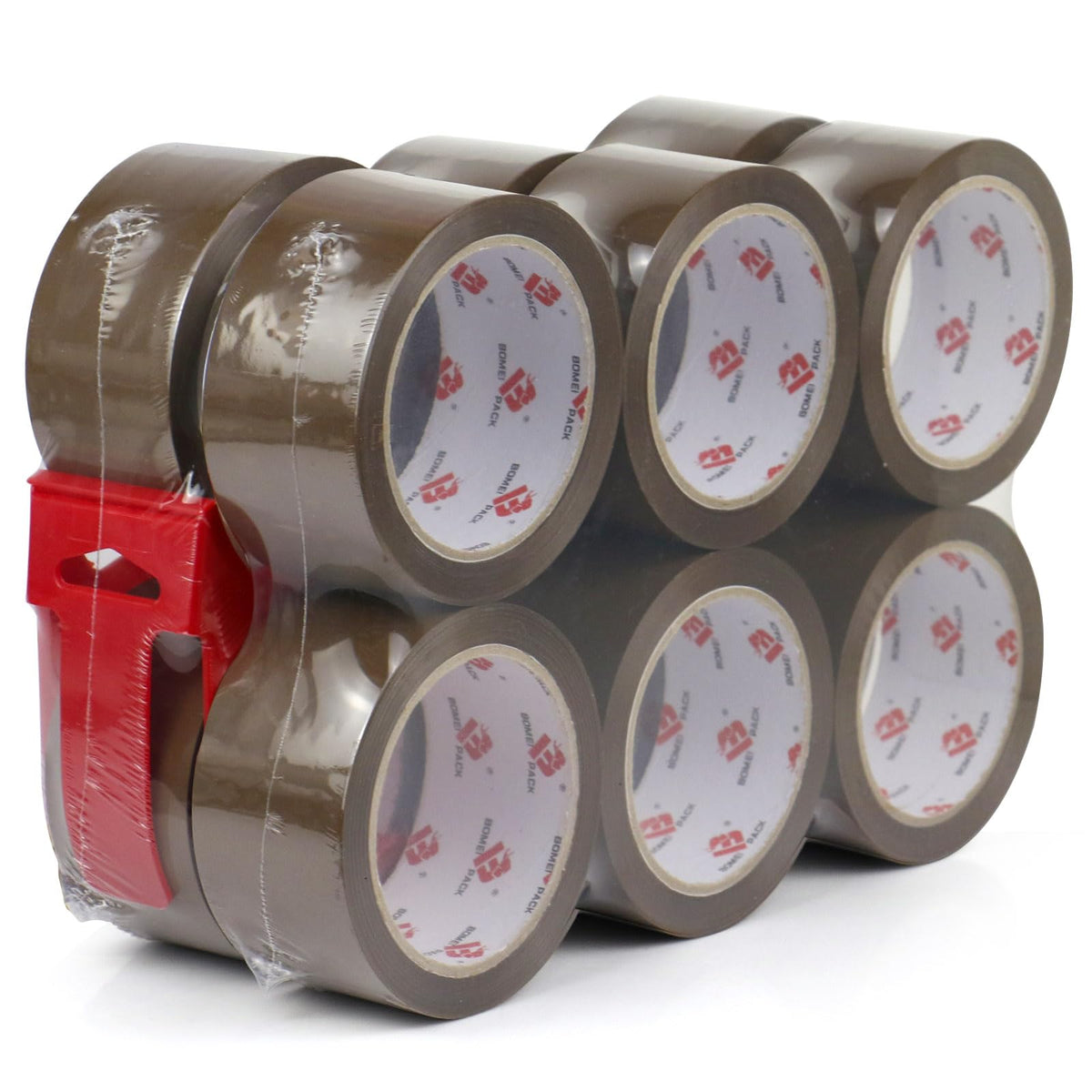 BOMEI PACK Brown Packing Tape with Dispenser, 2.6 mil 1.88 inch x 55 Yards 12 Pack Total 660 Yards, Heavy Duty Brown Tape Package Refills for Shipping, Mailing, Moving & Storage