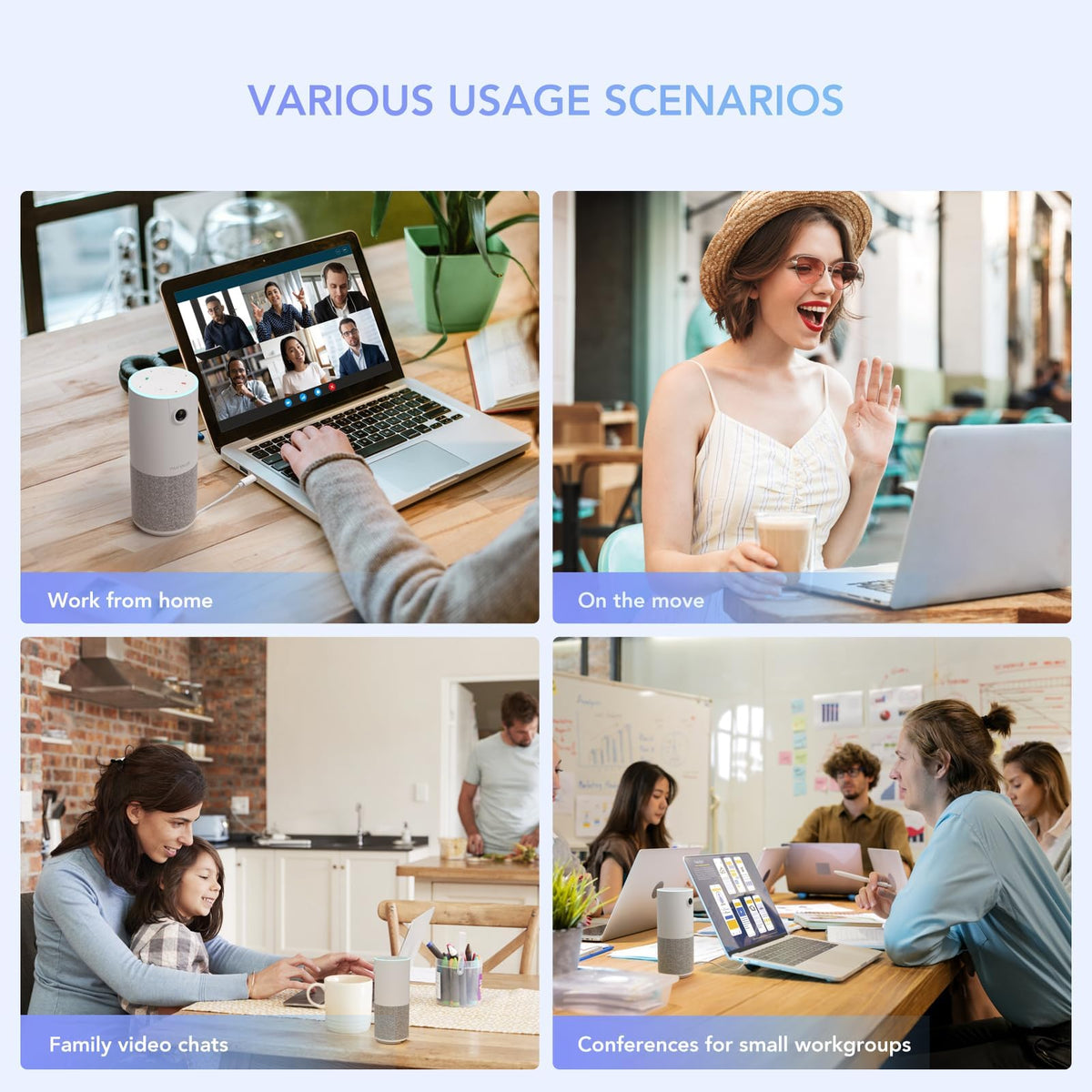 NUROUM C10(2nd Gen) 1080P Conference Webcam with Microphone Speaker, Portable All in One Computer Camera for Video Conference, AI Noise Cancellation & AGC, USB Plug&Play for PC/Desktop Zoom/Teams