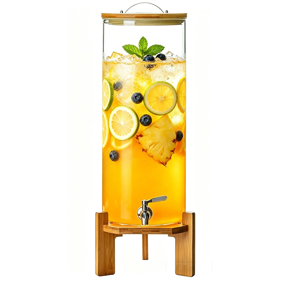 Beverage Dispenser,3.5 Gallon Glass Drink Dispenser with Stand,Stainless Steels Drink Dispenser Spigot,Drink Dispensers for Parties,Beverage Dispenser with Stand for Bars,Restaurants