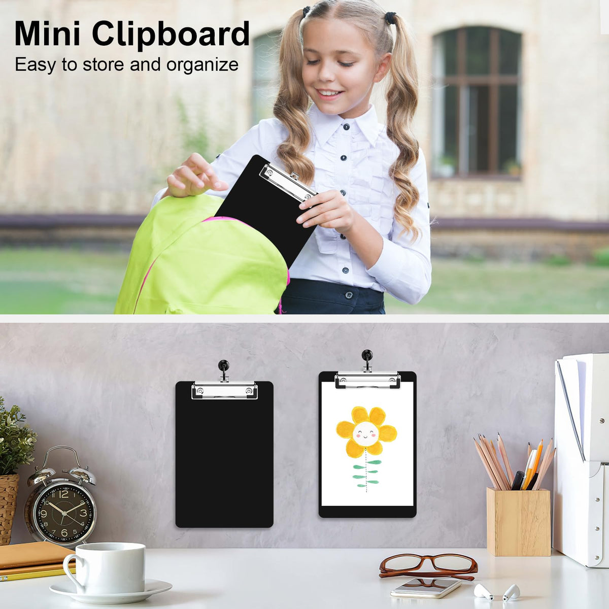 Zoenley Small Black Clipboard, 6 x 9 Half-Letter Size for Classroom, Students, Teacher, Nurse, A5 Mini Clip Board with Low Profile Clip, Office & School Supplies（20Pack）