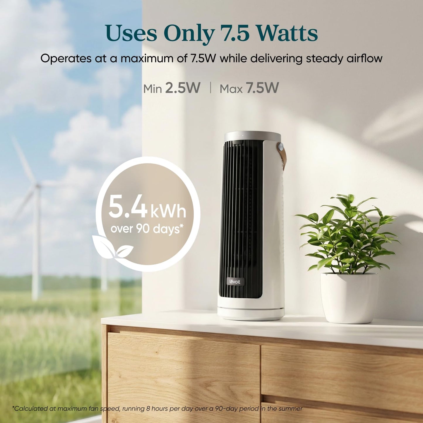 LEVOIT Tower Fan for Bedroom, 20dB Quiet Desk Fan with 23ft/s, Portable & Easy to Carry, 3-Angle & 4-Speed Mini Oscillating Fan, DC Motor, Bladeless, Remoter, 12H Timer, for Home, Room, Office, White