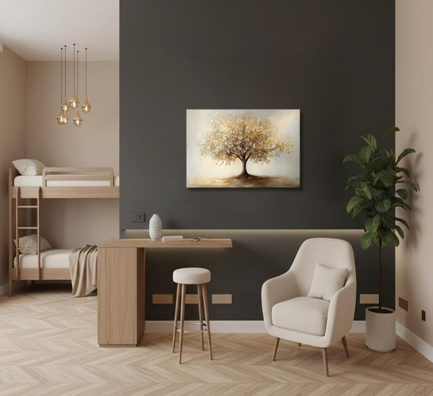 Tree of Life Gold Canvas Wall Art Modern Luxury Golden Big Tree Painting Picture Wall Decor Abstract Textured Plant Poster Print Artwork for Office Living Room dining room study Home Decoration