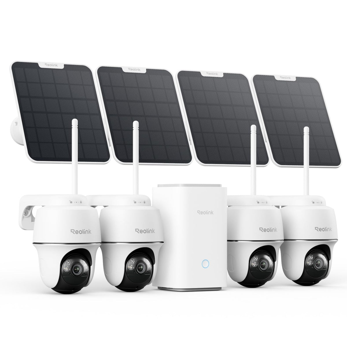 REOLINK 4K Solar Security Camera Outdoor, Encrypted Local Storage Camera System, 360° Pan Tilt, Smart Detection, No Monthly Fee, Home Hub with 4X PT Ultra + Solar Panel
