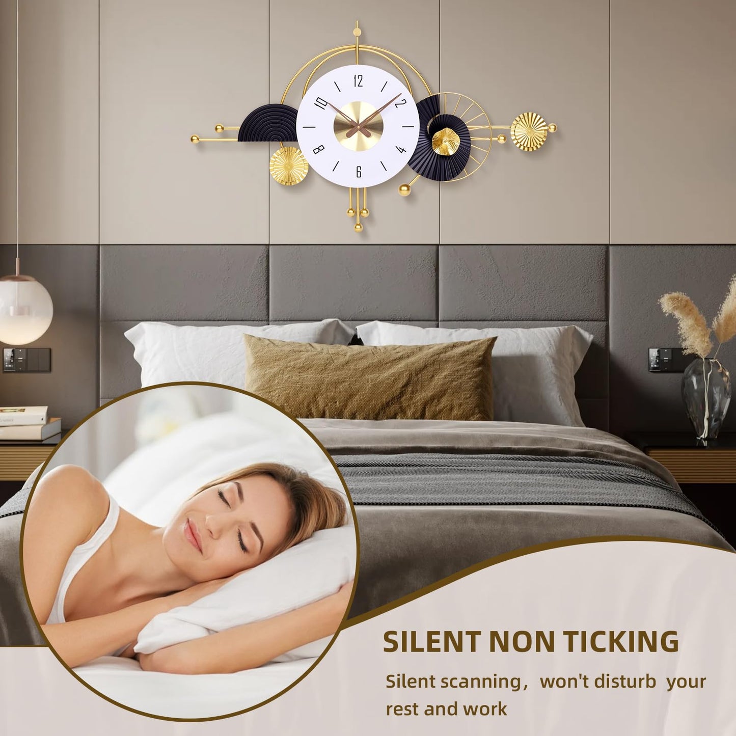 AXAORIRA Ideal Housewarming Gift: 38x22 Inch Modern Decorative Wall Clock, Battery Operated Silent Non-Ticking Large Analog Clocks for Living Room, Bedroom, Office, Entryway