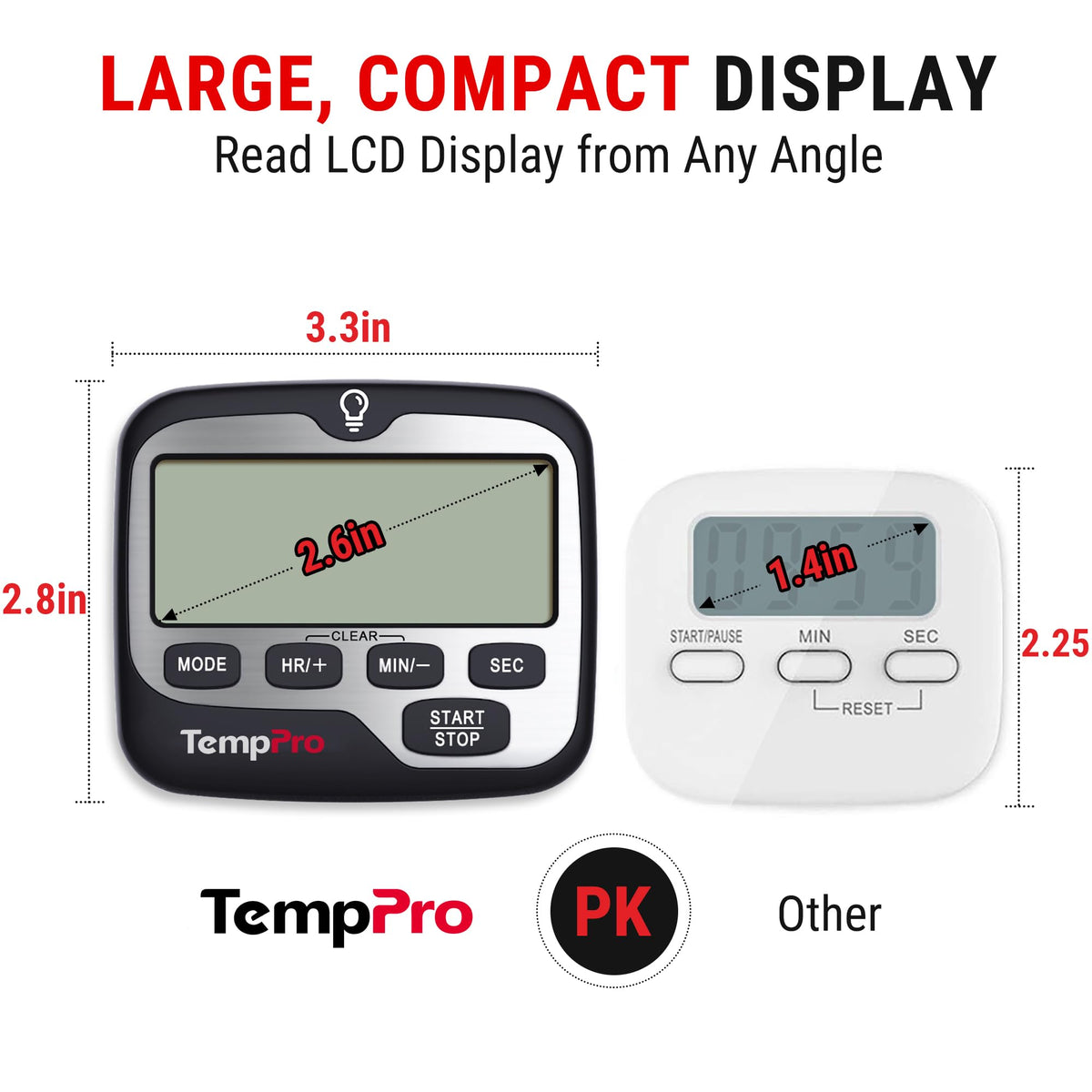 TempPro TM01 Kitchen Timers for Cooking with Count Up Countdown Timer, Digital Timer for Kids Students with Touch Backlight, Study Timers for Classroom Teacher Supplies(Previously ThermoPro)