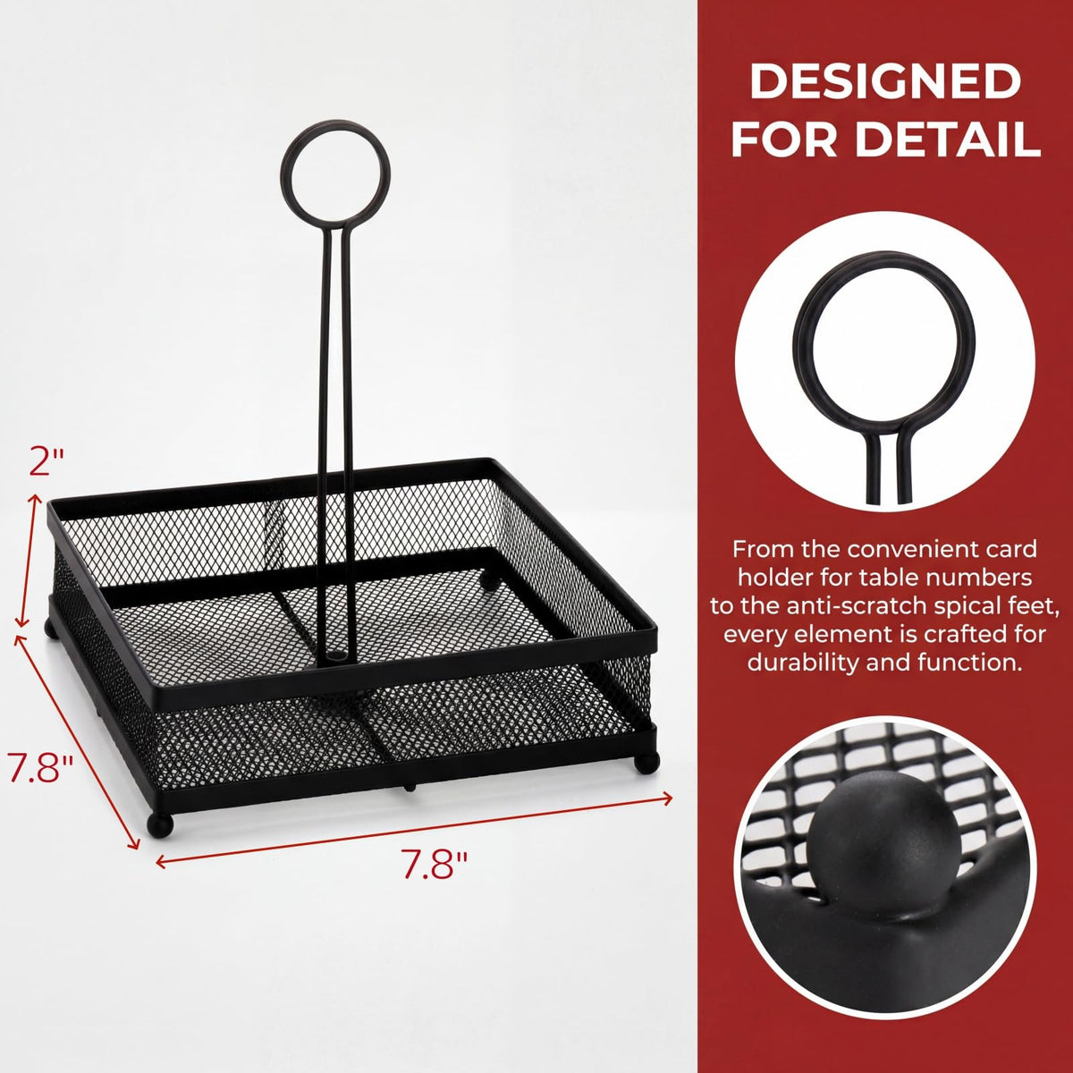 Lyellfe Set of 2 Metal Condiment Caddy, Square Table Caddy Collection with Number Card Holder, Black Tabletop Seasoning Spice Organizer for Grill Outdoors, Restaurant, Kitchen Cabinet