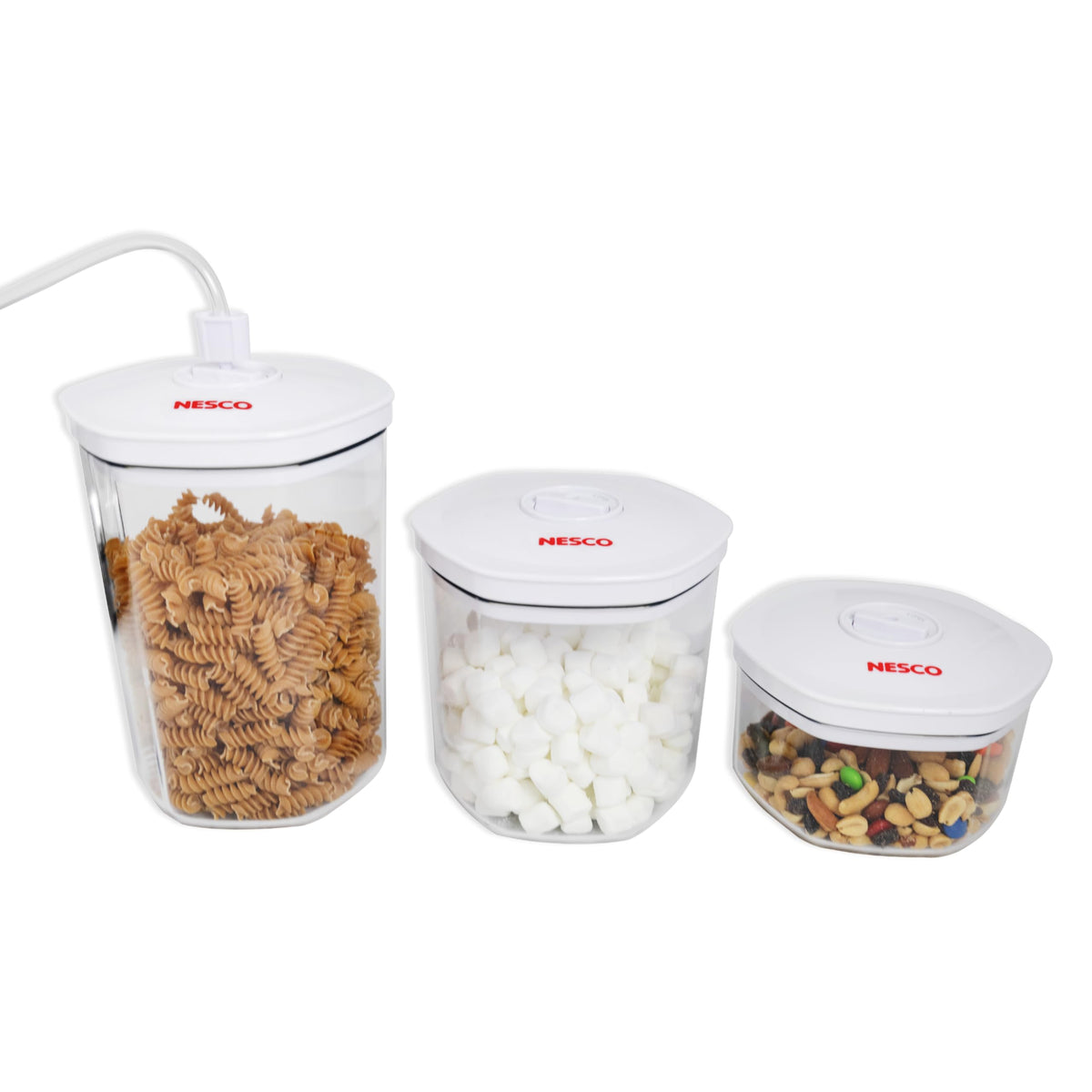 NESCO 3-Piece Vacuum Canister Set – BPA-Free Food Storage Containers with Lids, for Marinating, Meal Prep, Pantry Organization, Compatible with Vacuum Sealers