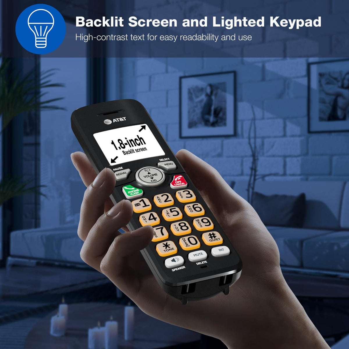 AT&T EL1121-21 2-Handset DECT 6.0 Cordless Landline Phone with Caller ID, Full-Duplex Speakerphone, Backlit Display & Keypad - Quiet & ECO Mode