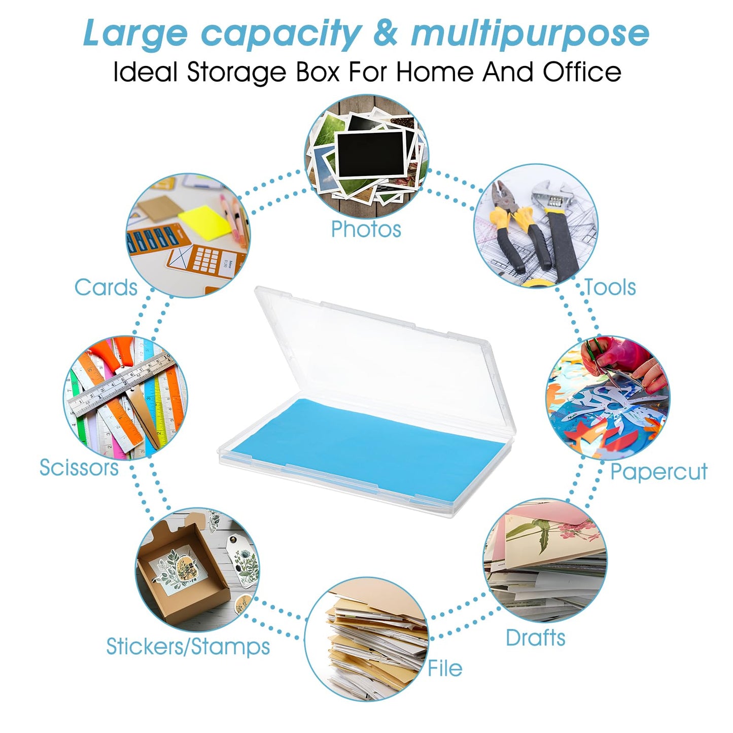 6 Pack Plastic Storage Box Organizer, Portable Clear Document File Case Containers For A4 Letter Paper, Magazine, Photo, Craft Art Supplies Board Game Storage