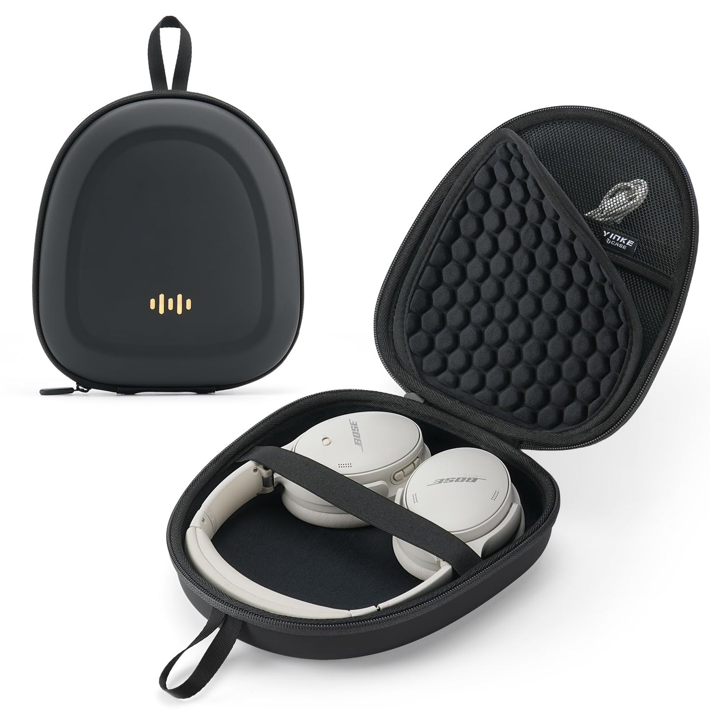Headphone Hard Case Replacement for Bose QuietComfort/Sony WH-CH/JBL/Soundcore Anker Over-Ear Headphones, Super-Slim Upgrade PU Universal Portable Travel Organizer Bag (Black)